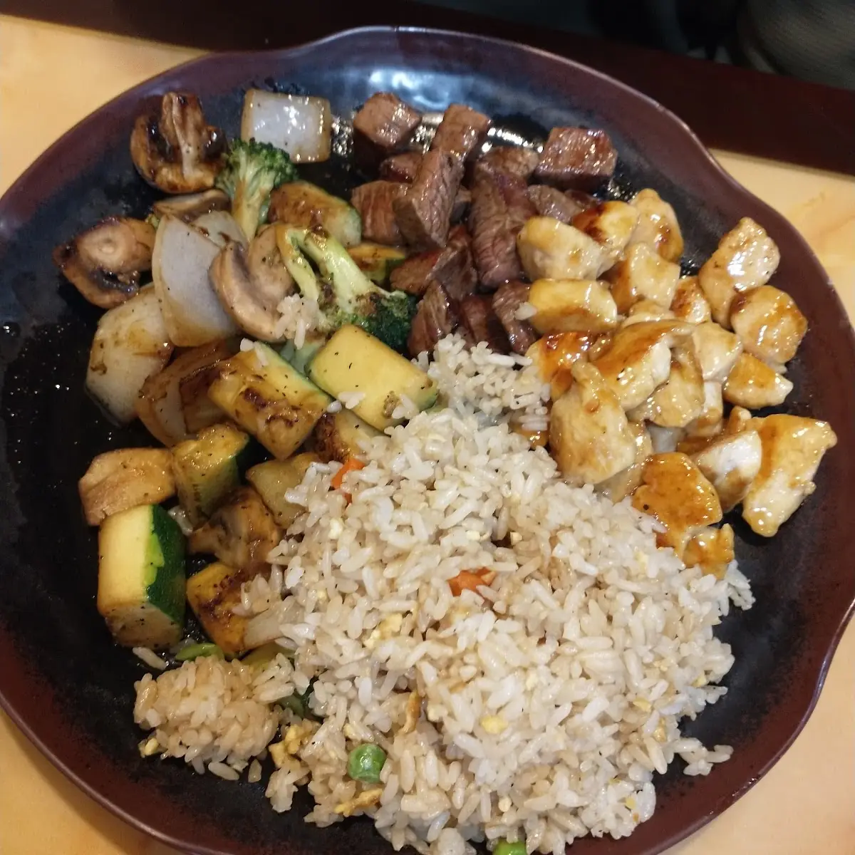 Beef and Chicken Fried Rice with Veggie Combo