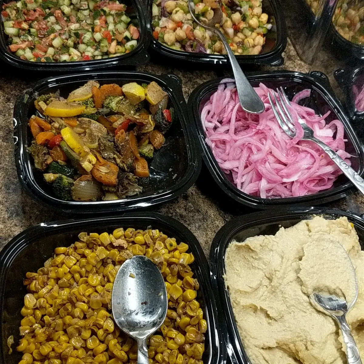 Roasted Corn Pickled Onion Hummus Chickpea Salad