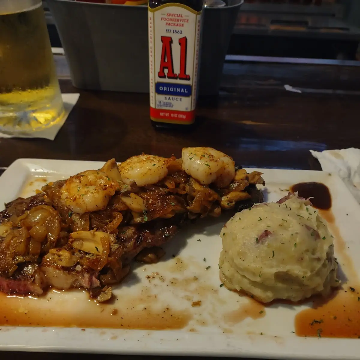 Ribeye Steak with Grilled Shrimp