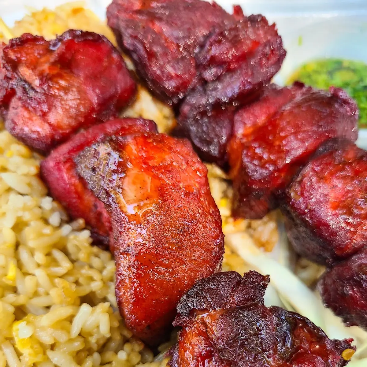 Pork on-A-Stick w White Rice