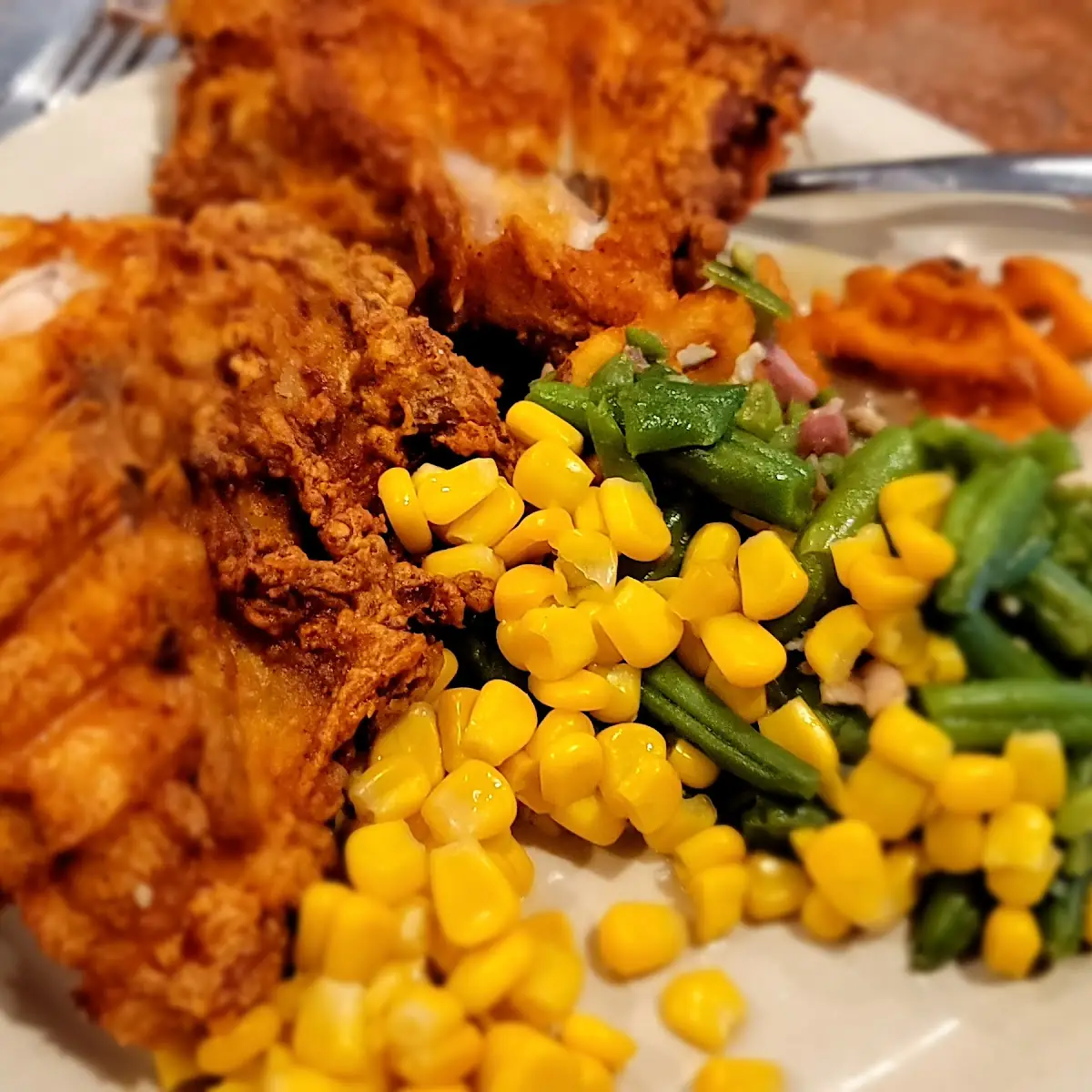 Fried Chicken Corn and Green Beans