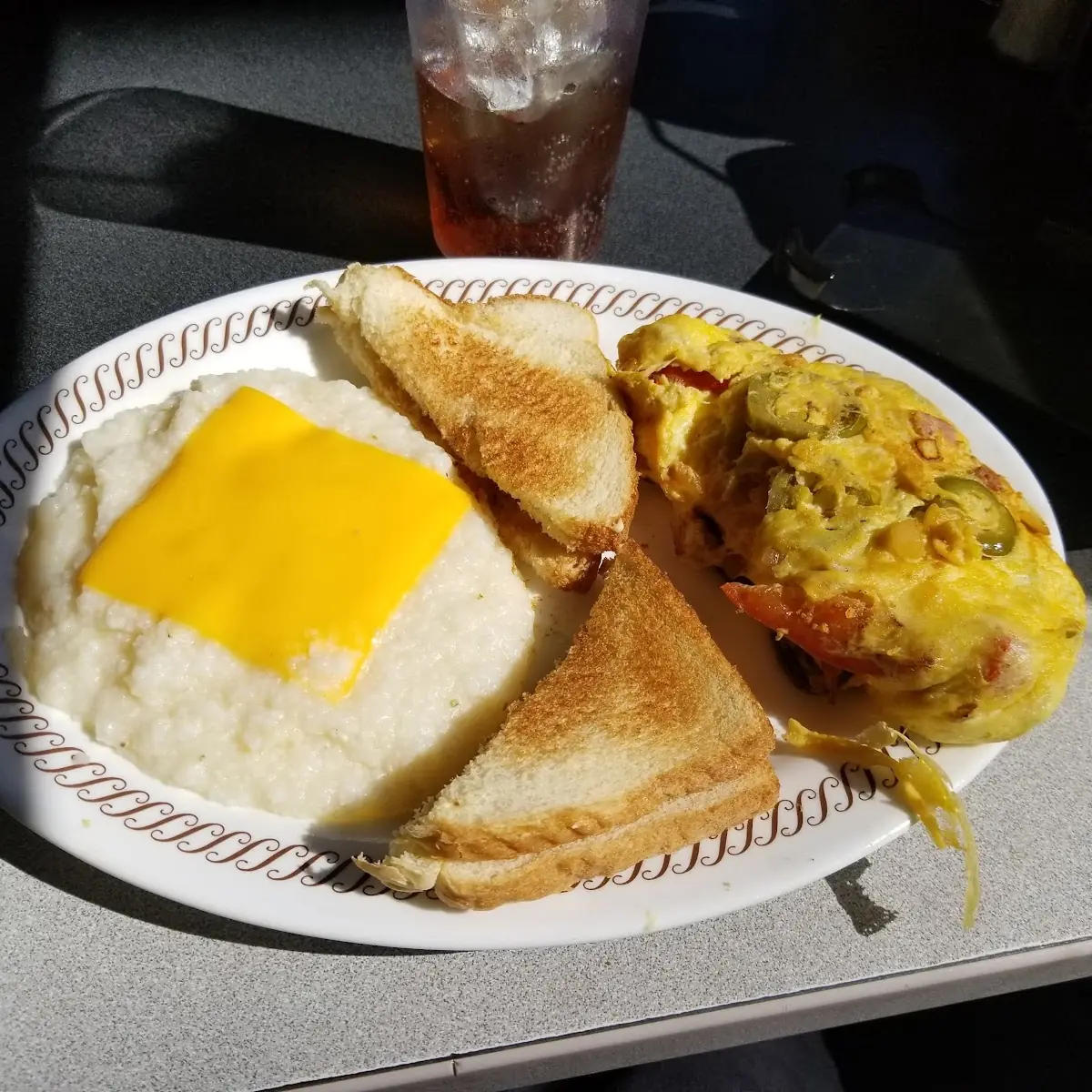 Fiesta Omelette with Cheese Grits