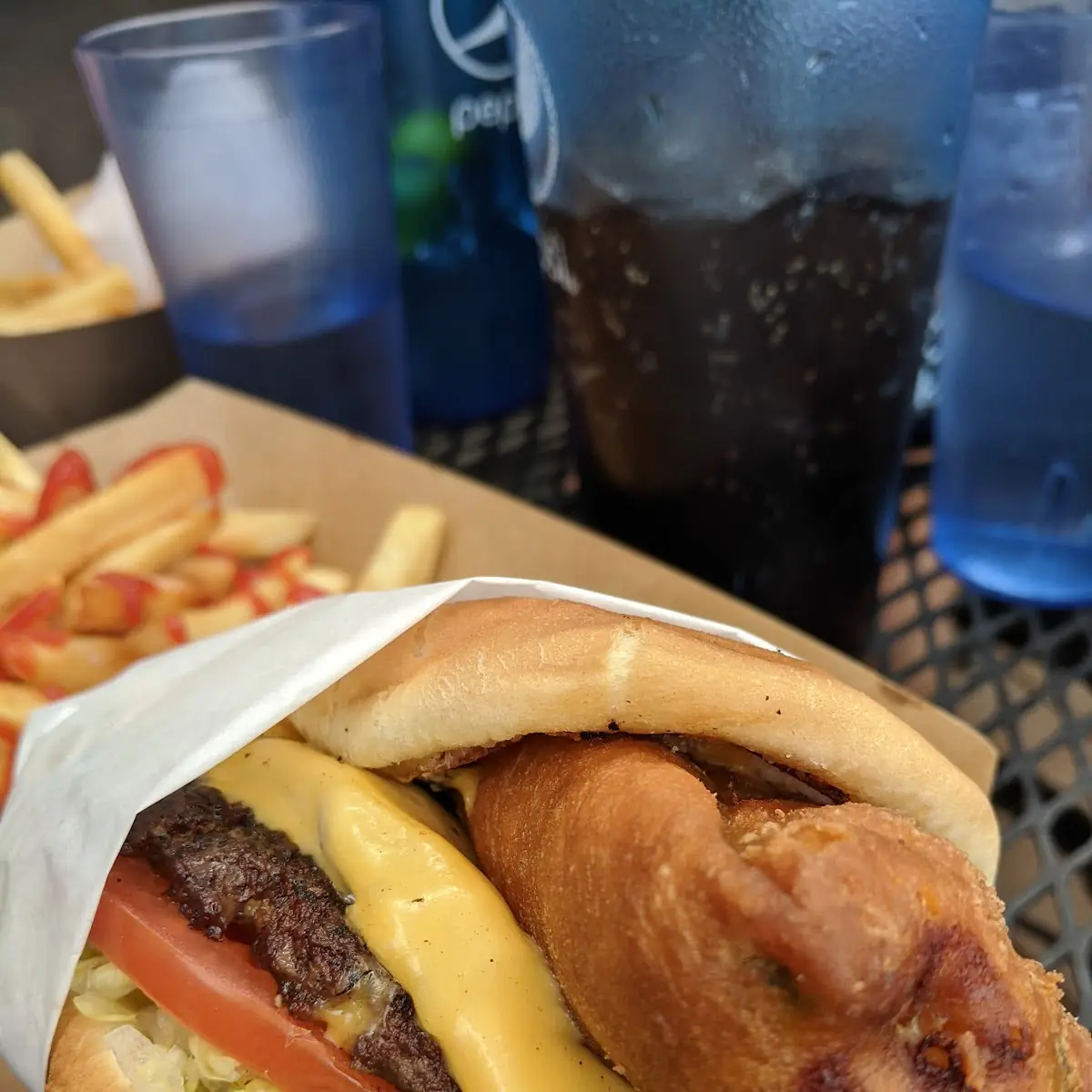 Murphy Style Chili Relleno and a Cheeseburger