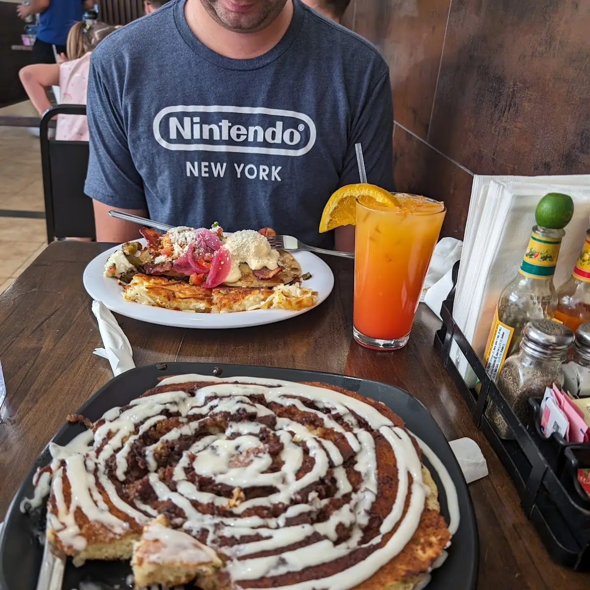 Eggs & a Cinnamon Roll Pancake Combo