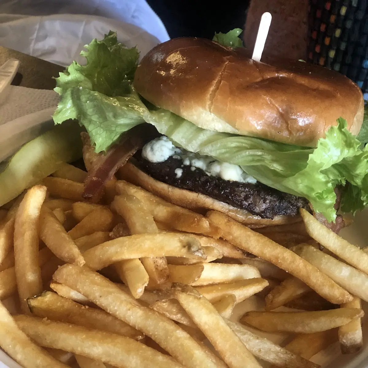 Bacon Cheese Burger with Blue Cheese