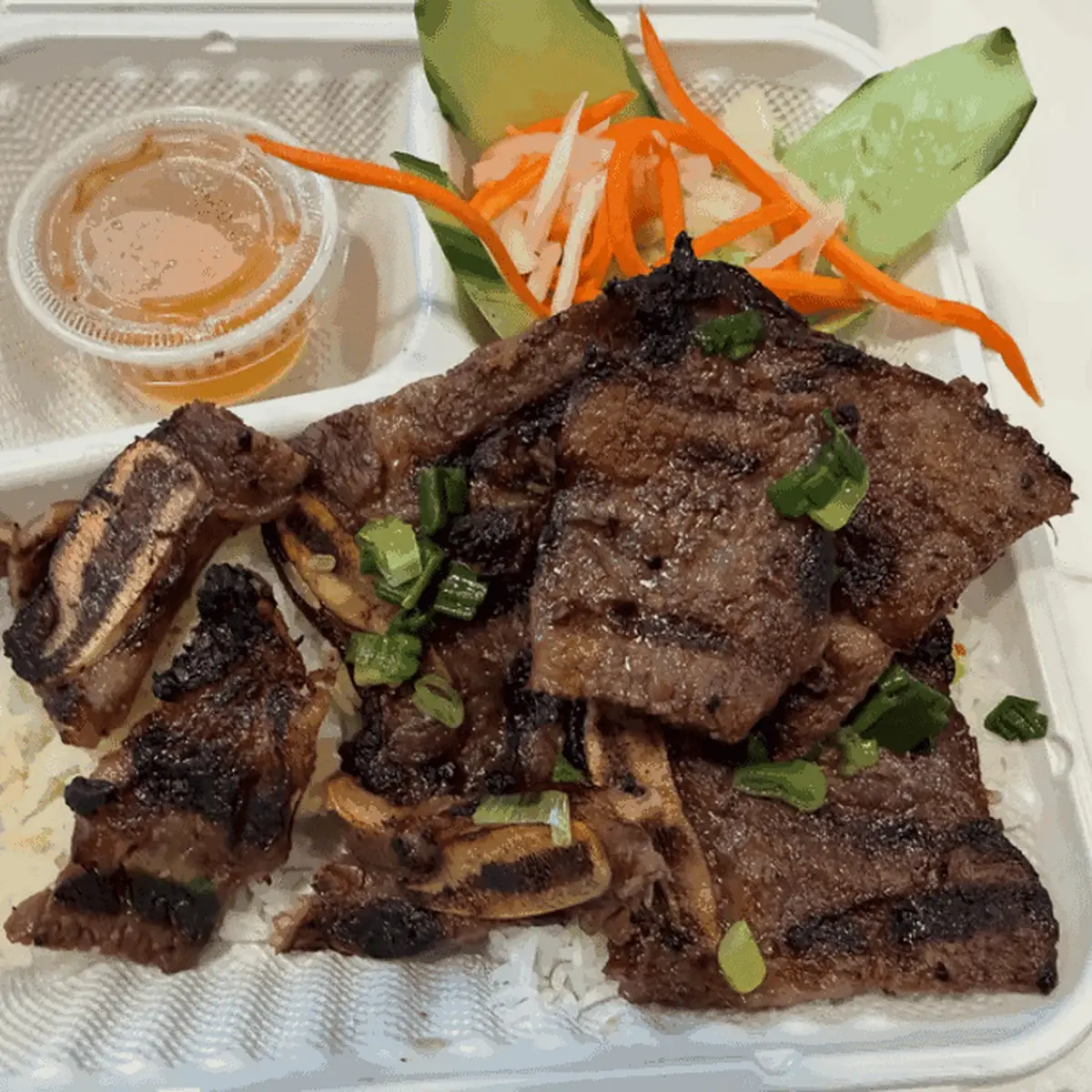 Beef Short Ribs and Grilled Shrimp Rice Plate
