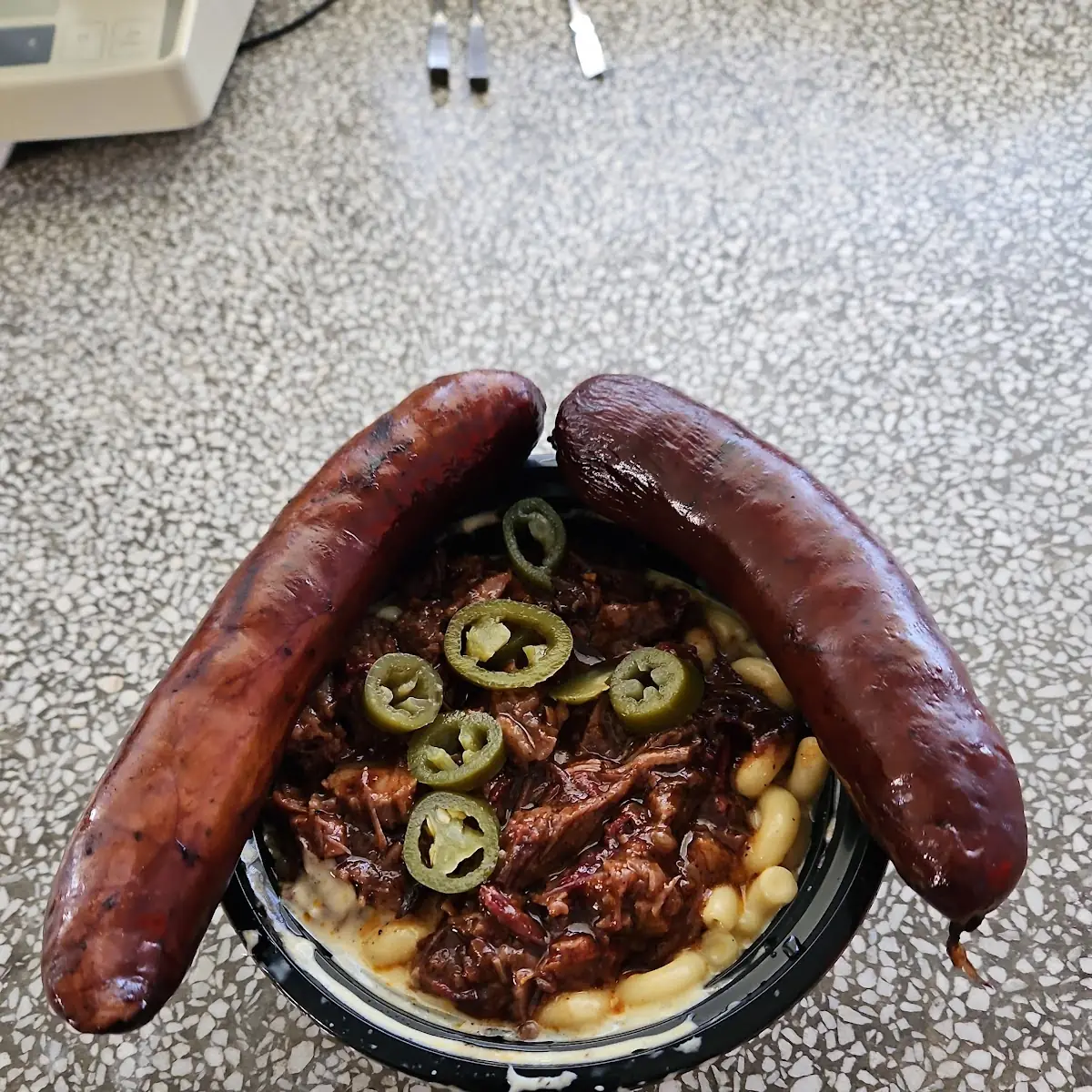 Brisket Mac and Cheese I Ordered Two Extra Sausages