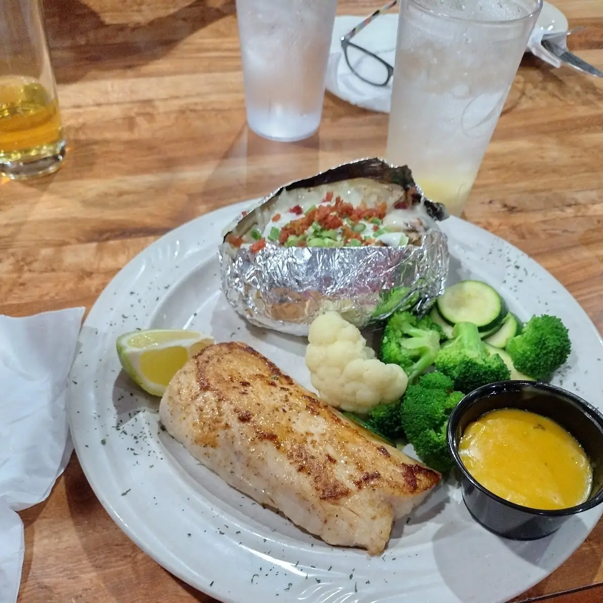 Baked Chicken with Baked Potato and Veggies