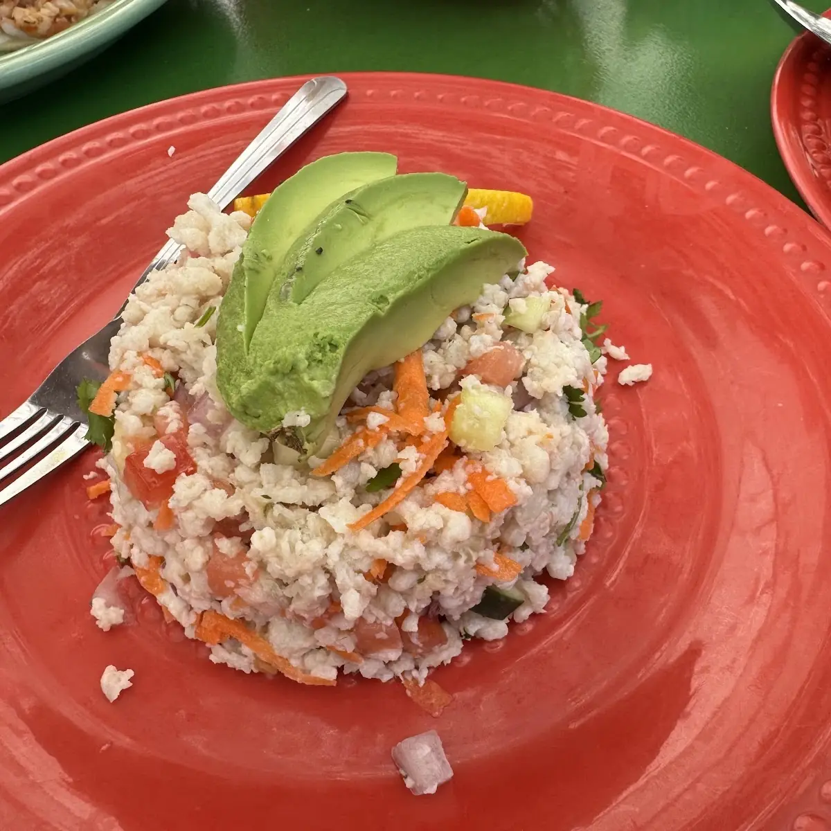 40.Tostada de ceviche con mango