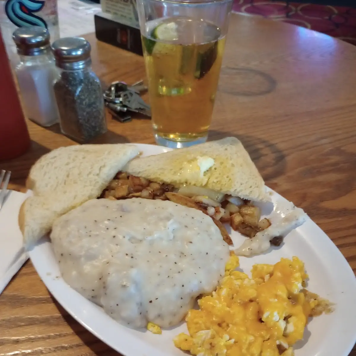 Chicken Fried Steak and Eggs and Toast