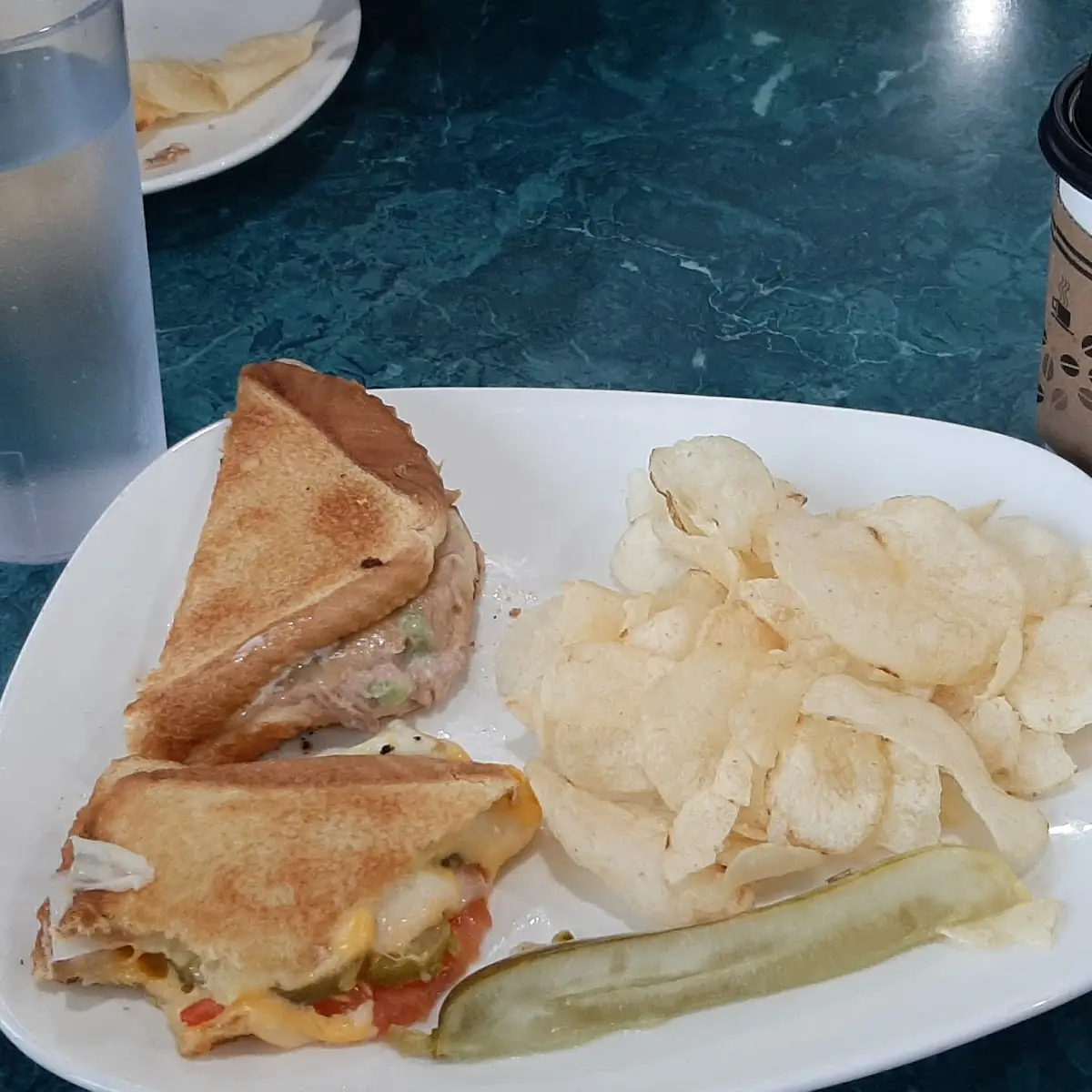 Tuna Melt Deluxe Grilled Cheese and Chips