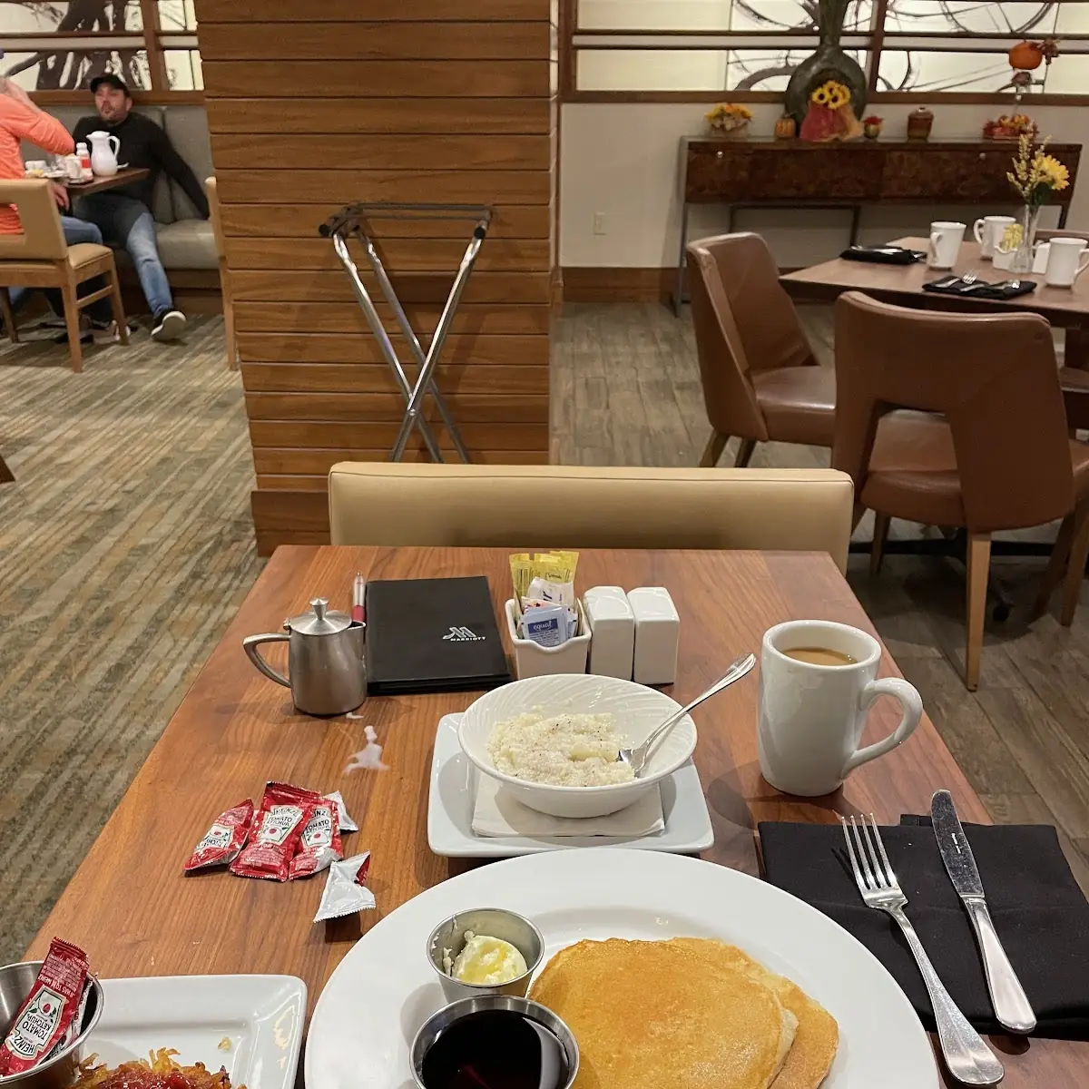 Pancakes and Grits with Hash Browns