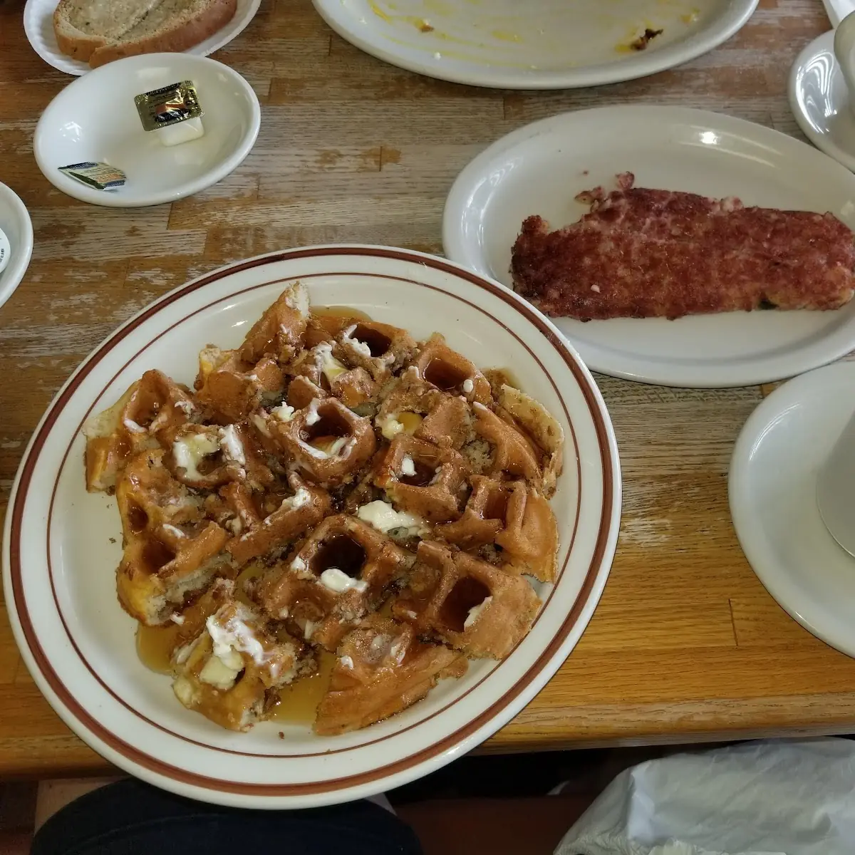 Pecan Waffle Corned Beef Hash and Coffee