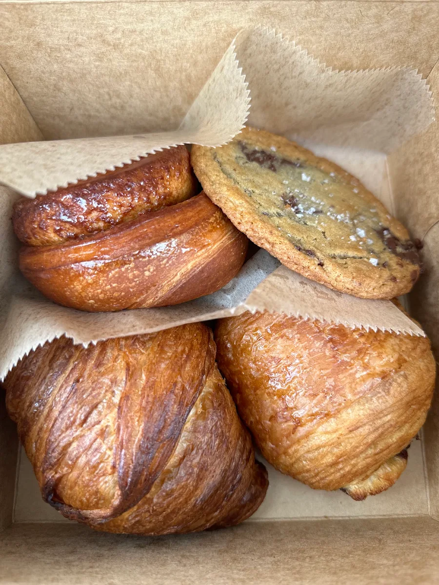 Glazed Cinnamon Roll and Croissant