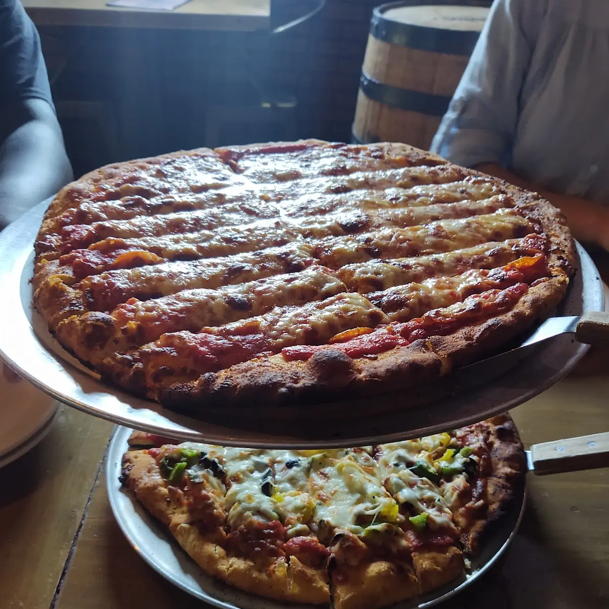 Veggie Pizza and Pepperoni Pizza