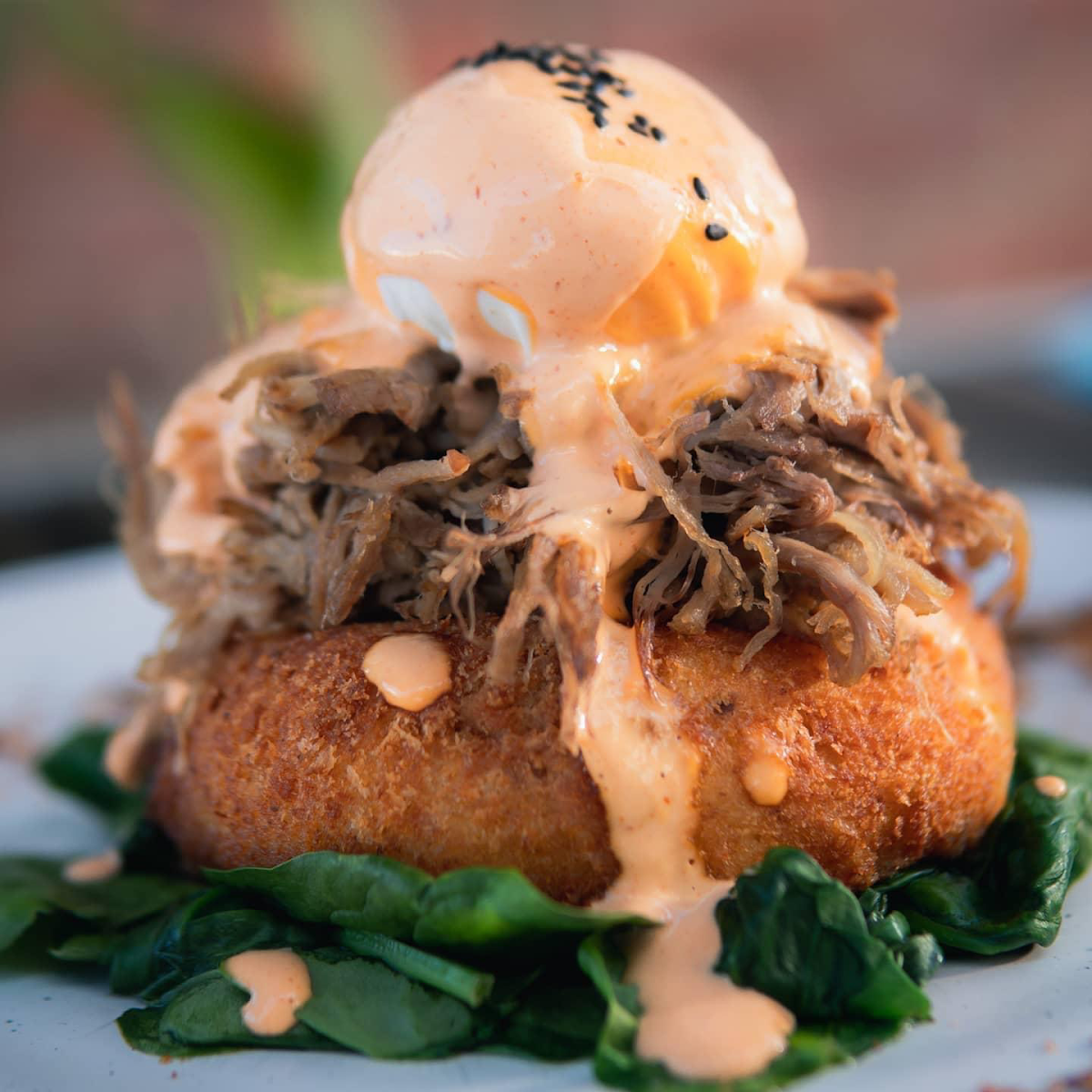 Smokey Pulled Pork Benny, Laneway Seven