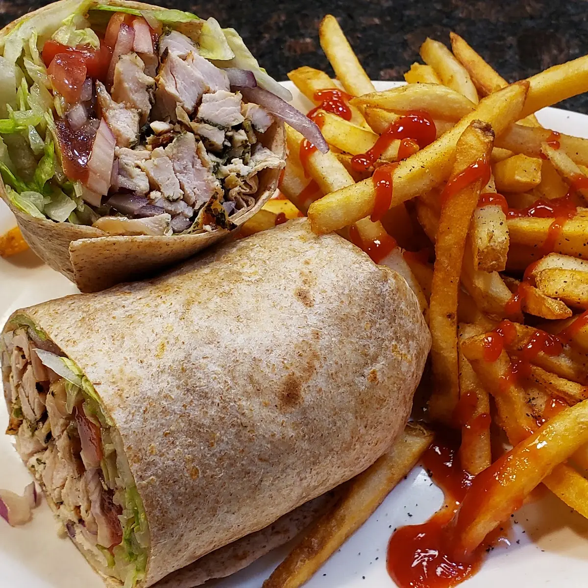 Chicken Cesar Wrap with Fries