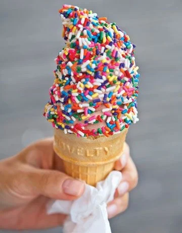Vanilla Ice Cream Cone with Rainbow Sprinkles