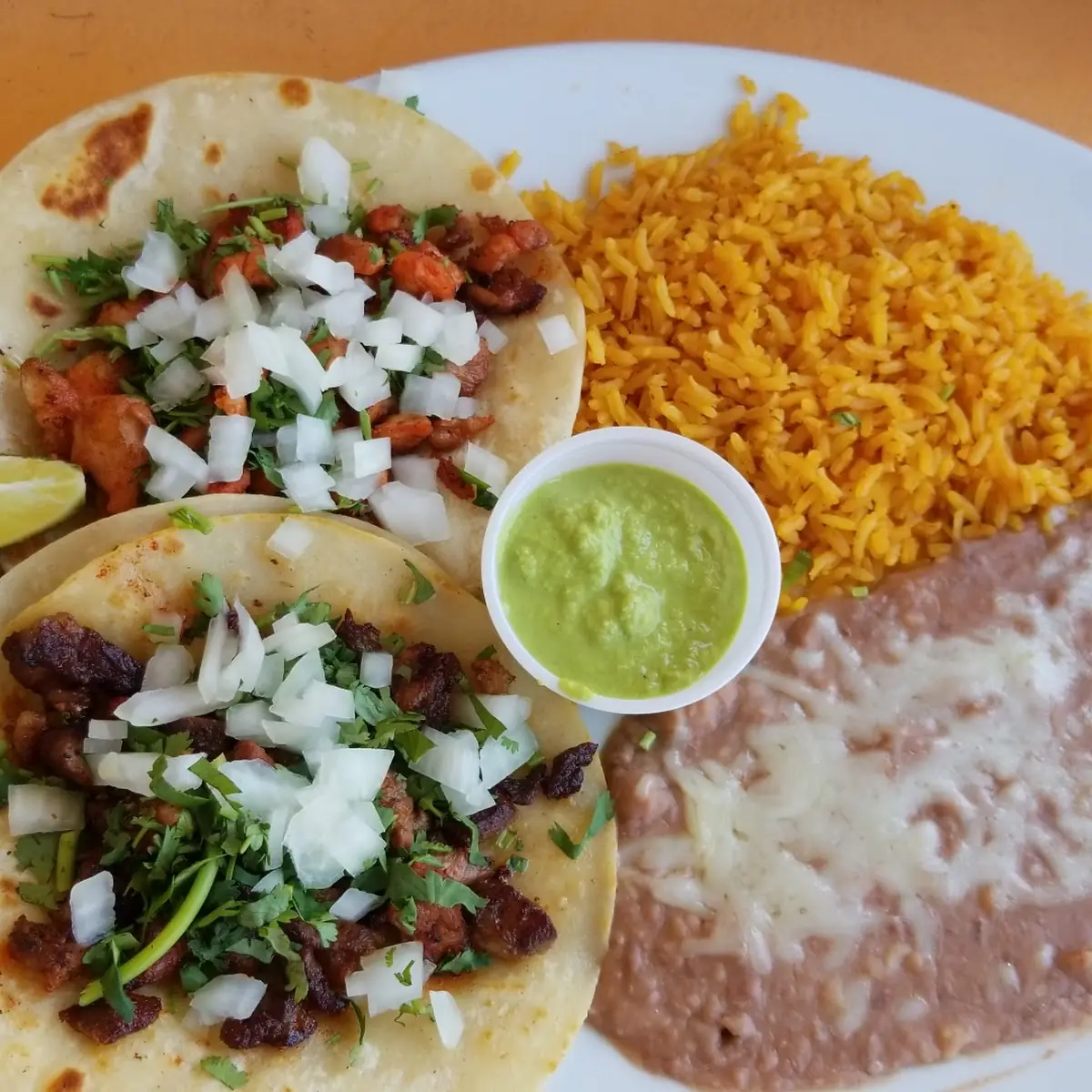 Chicken & Beef Tacos w Rice&Beans