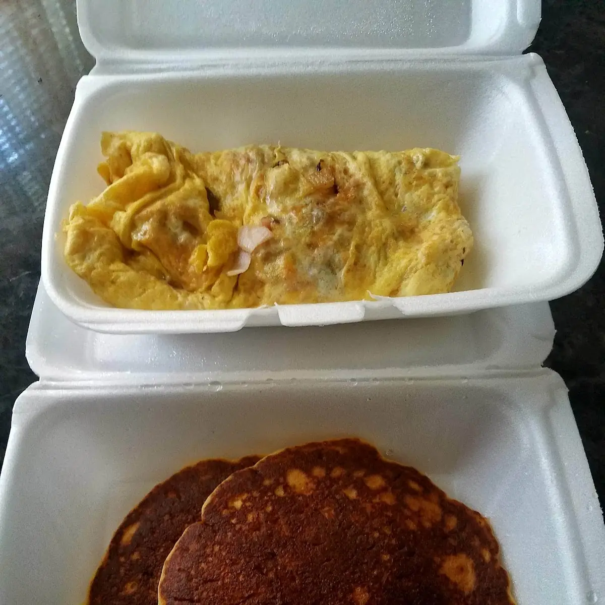 Meat Lovers Omelette with Pancakes