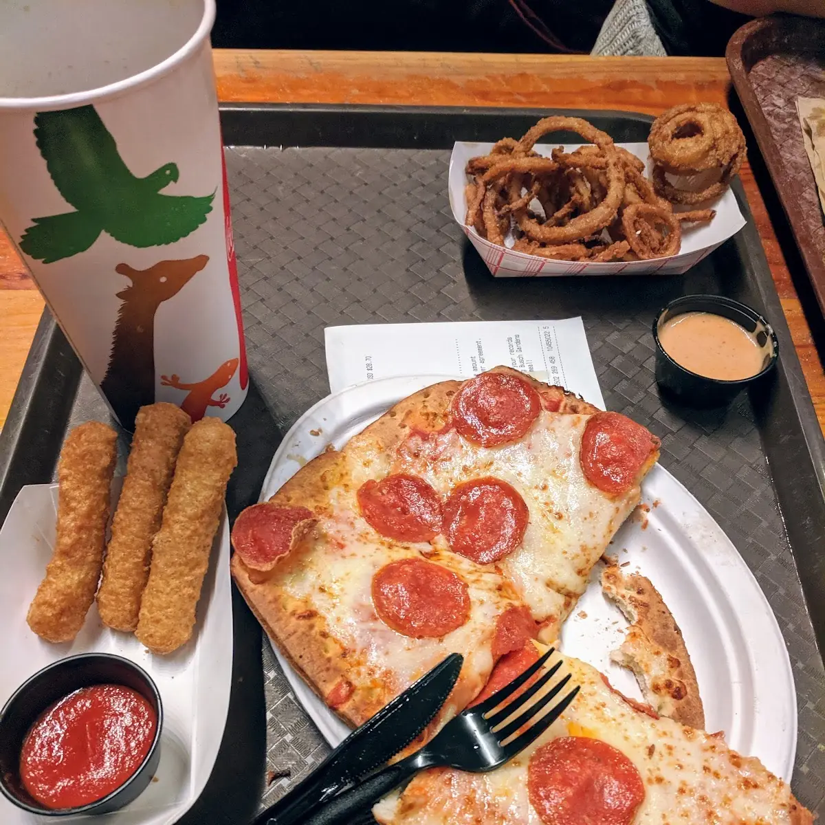 Pepperoni Pizza Cheese Sticks Fried Onions