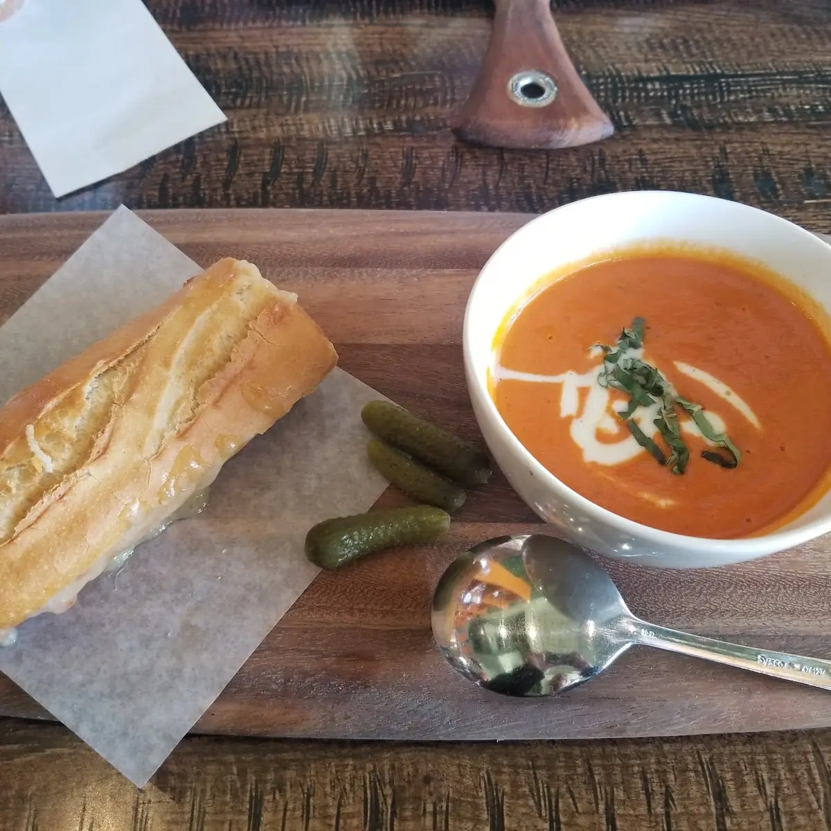 Cheddar Cheese Melt with Tomato Bisque