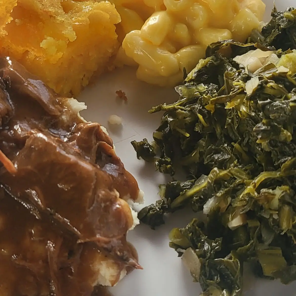 Turnip Greens Mashed Potatoes Pot Roast Sweet Corn Corn Bread