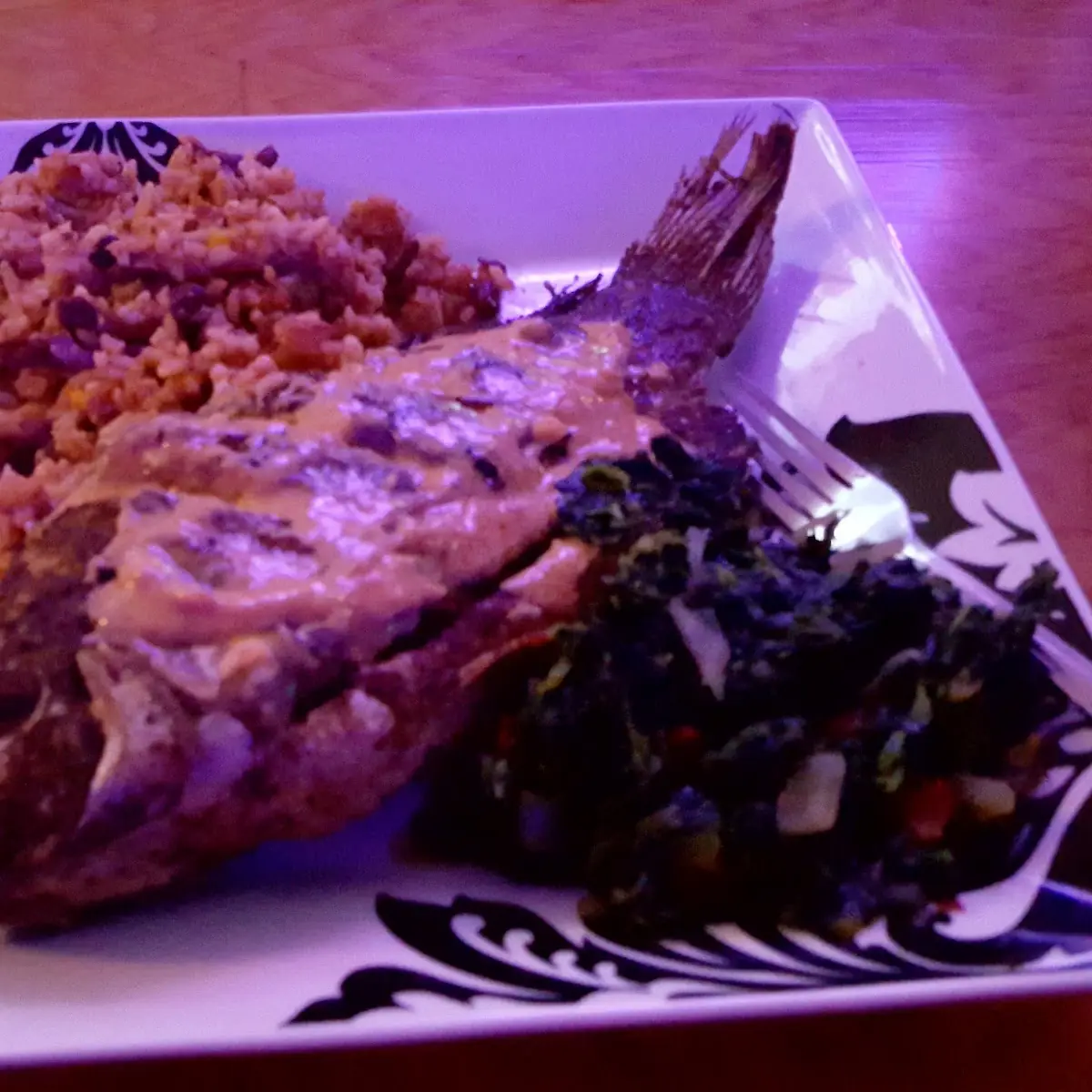 Tilapia with Vegetable Soup and Rice