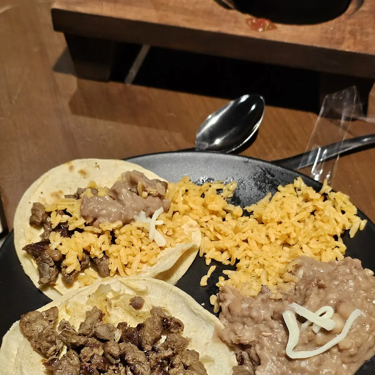 Kids Steak Tacos Rice & Beans