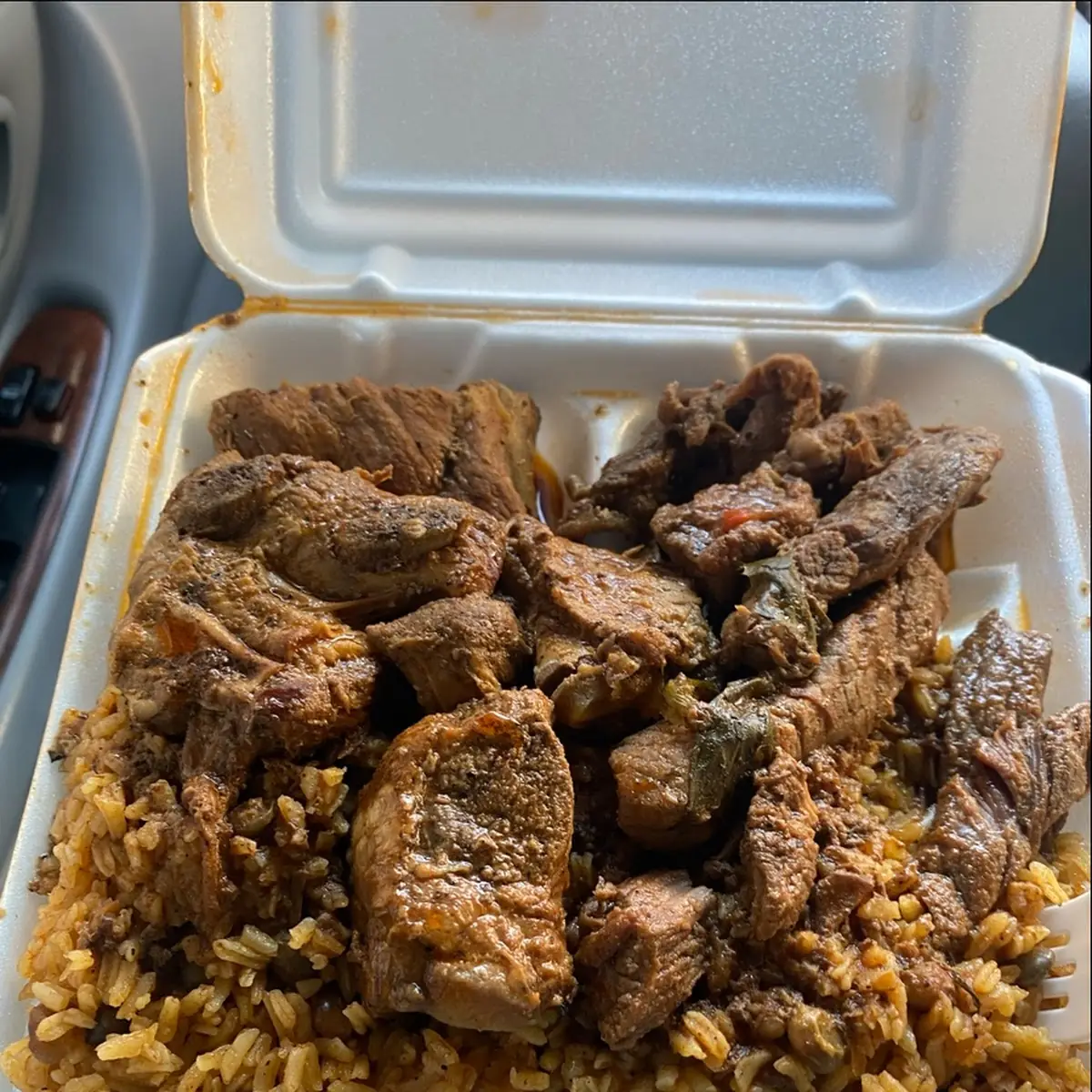 Pork Ribs Rice and Peas Stewed Beef