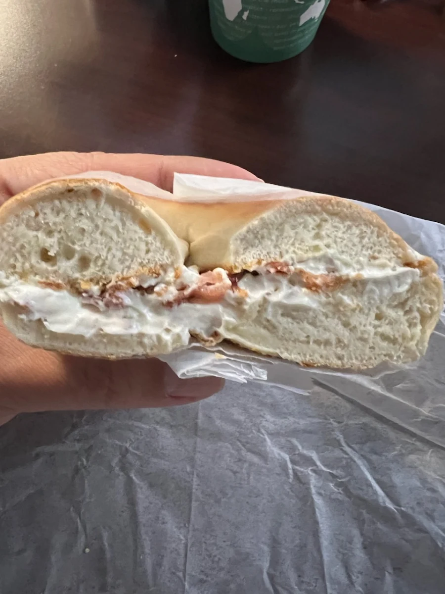 Plain Bagel with Cream Cheese and Bacon