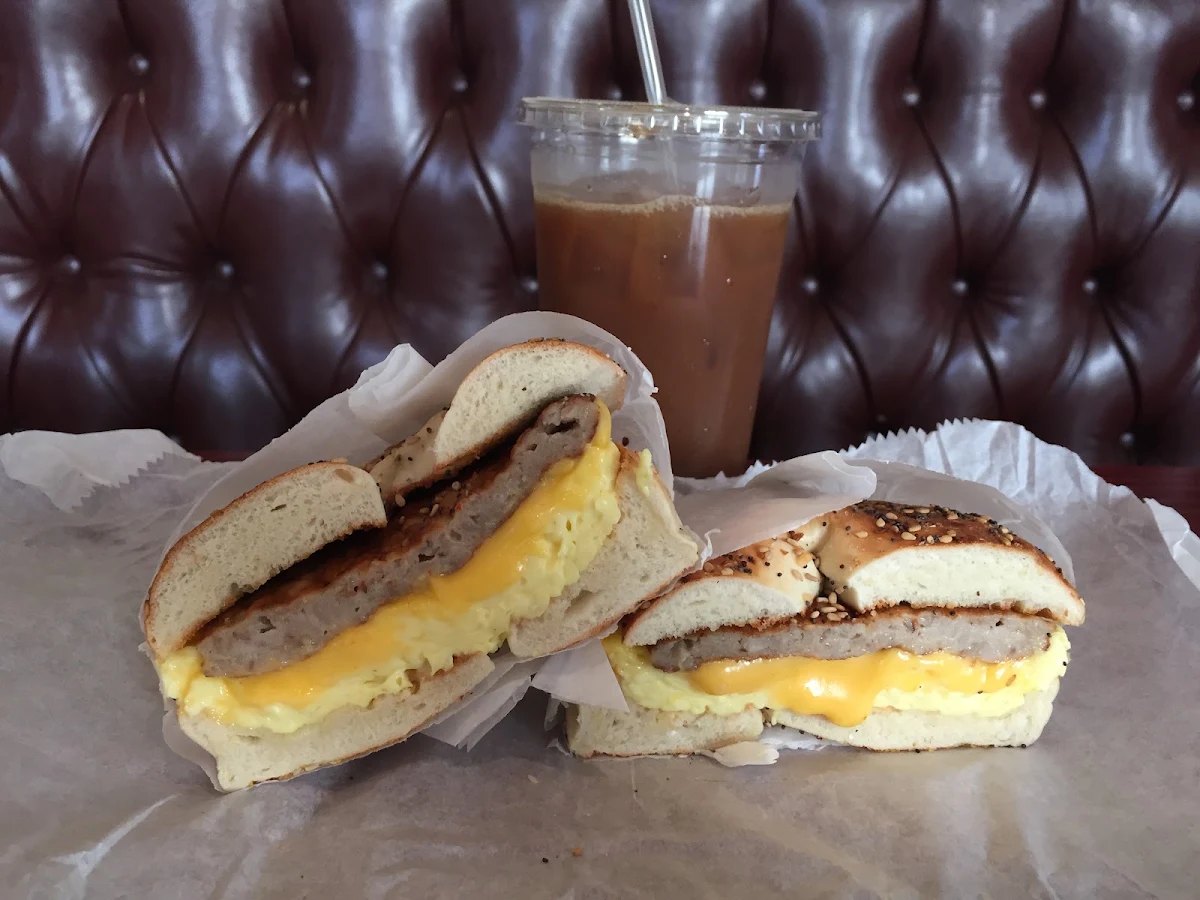Sausage Egg and Cheese on an Everything Bagel