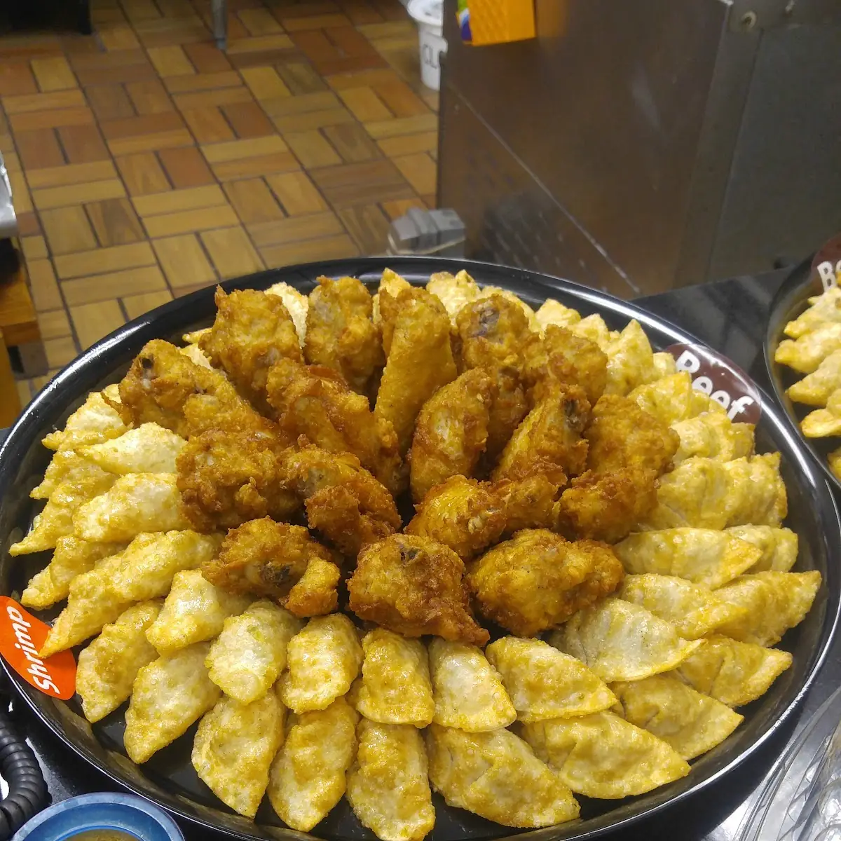 Fried Dumplings and Chicken Wings Party Platter