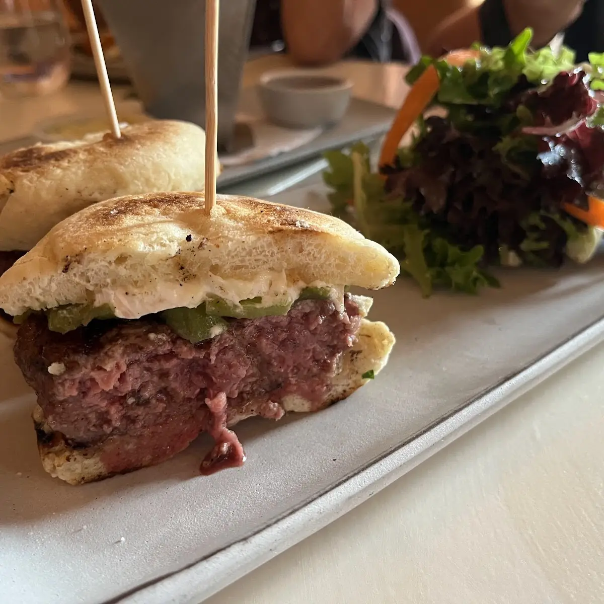 N M Lamb Burger with Green Chile & Sheep's Milk Cheese