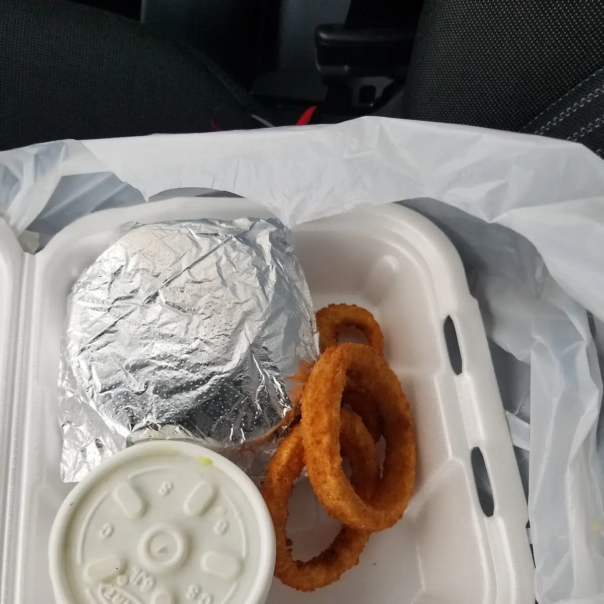 Burger Coleslaw and Onion Rings