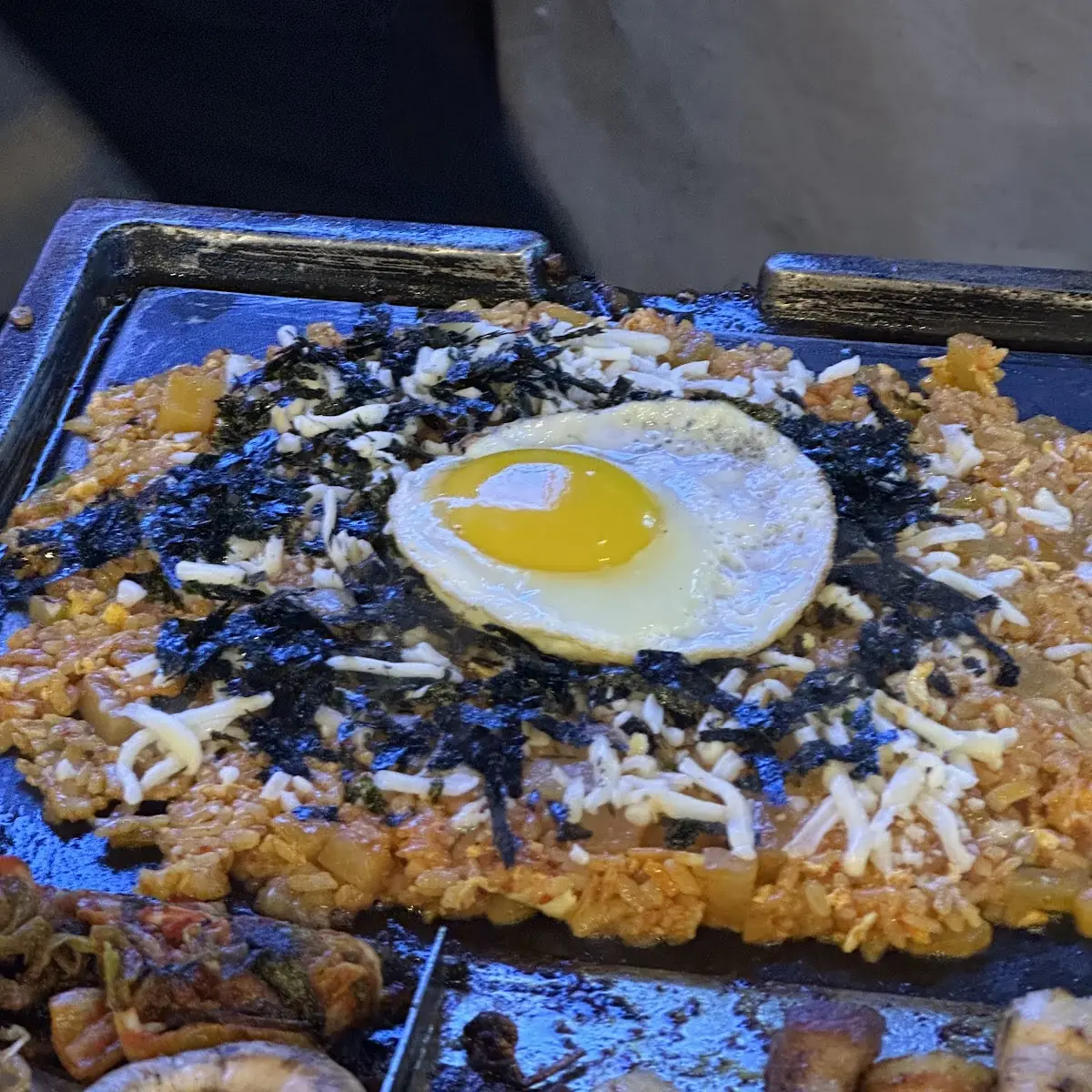 Kimchi Fried Rice with Cheese and Egg