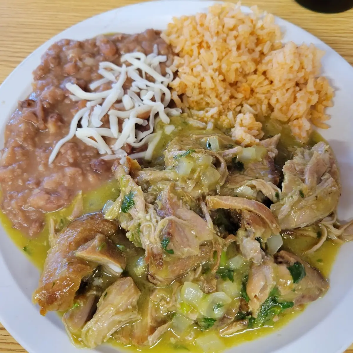 Chile Verde Rice Beans Tortillas