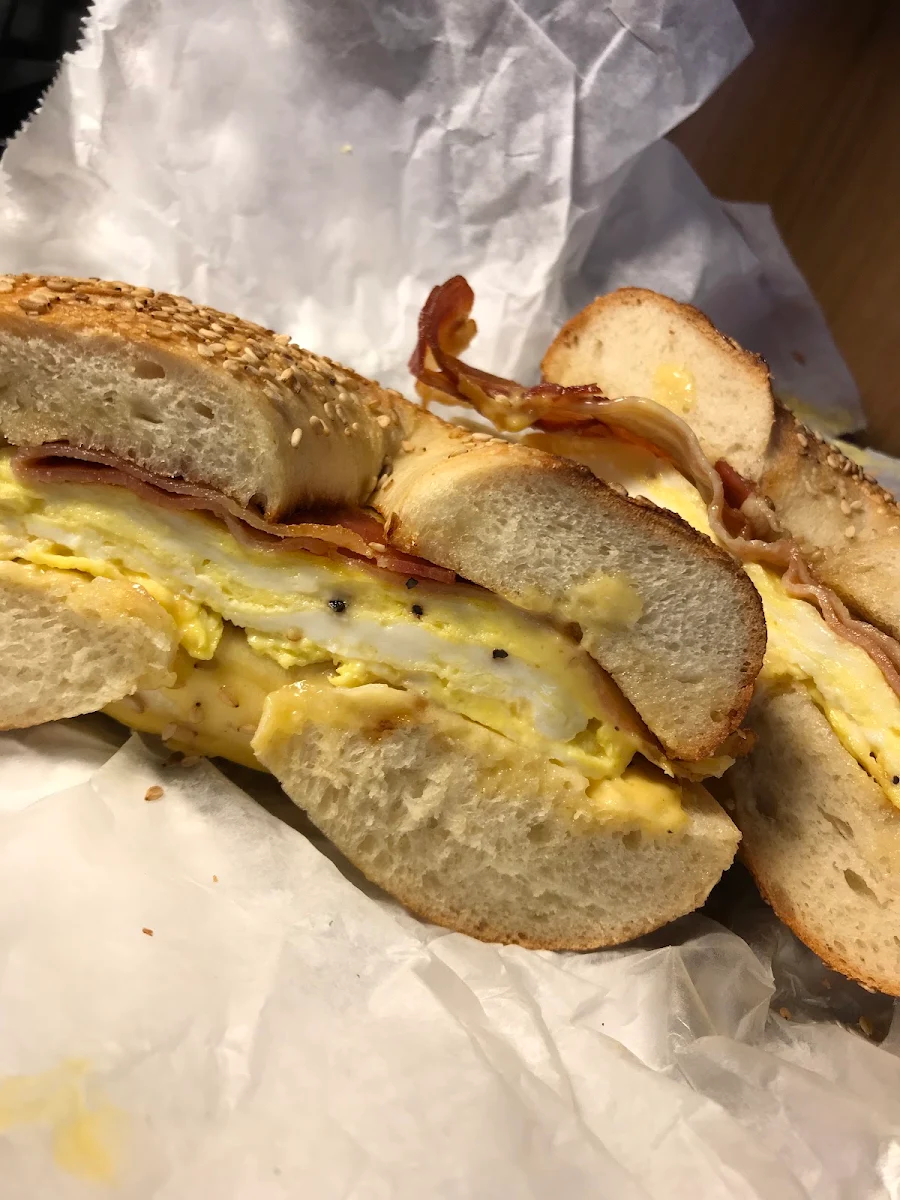Bacon Egg and Cheese on Toasted Sesame Bagel