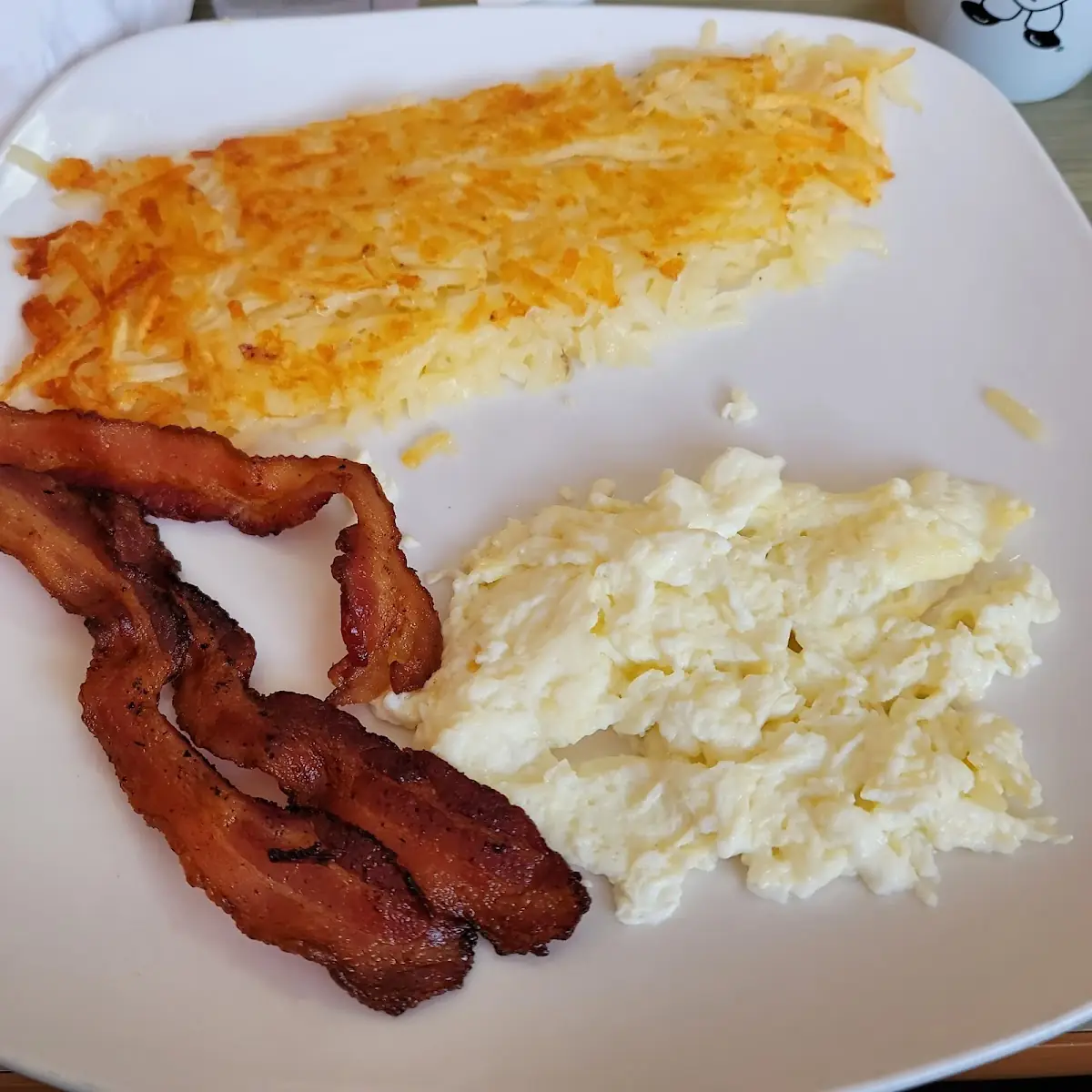 Egg Whites Bacon and Hash Browns