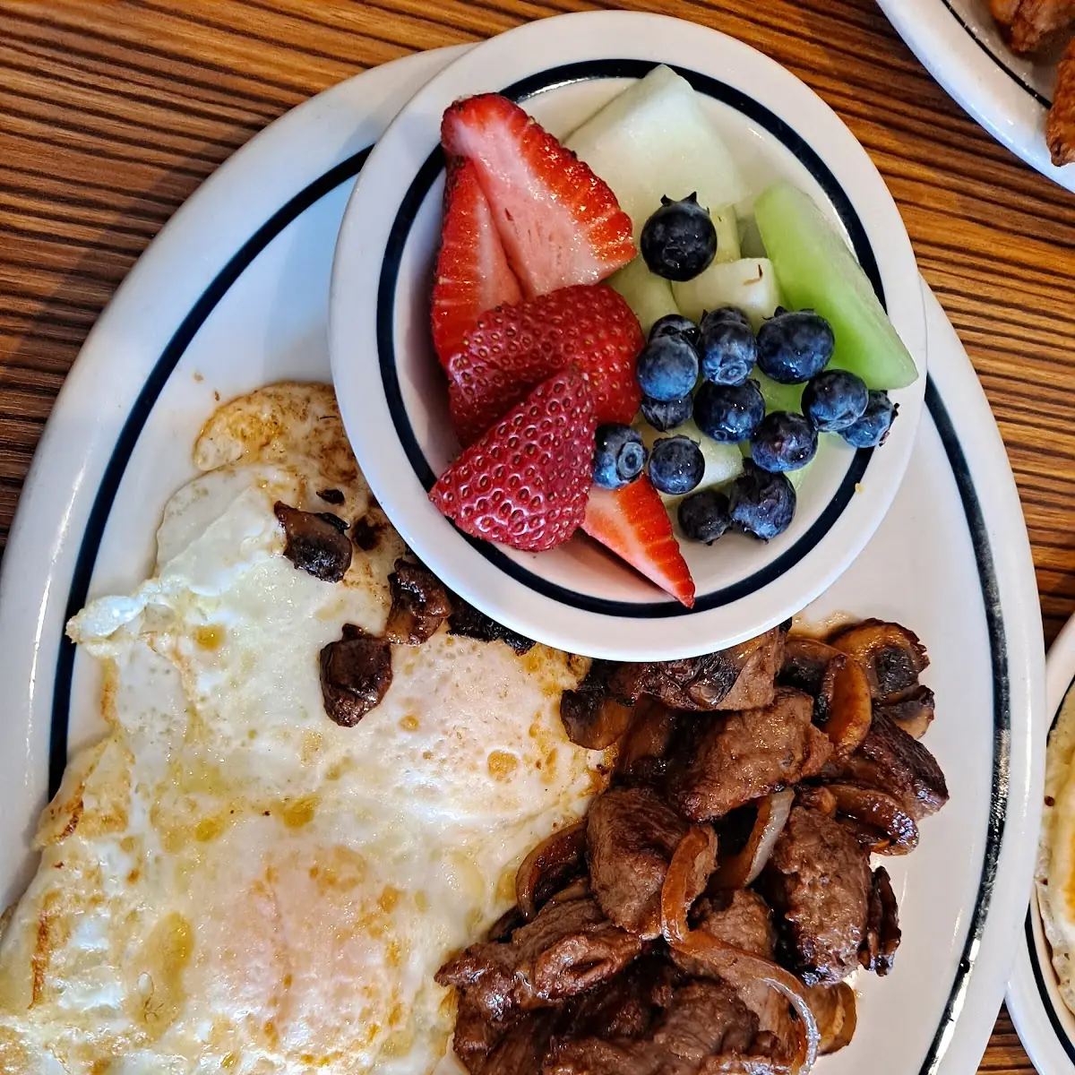 Trip-Tip Steak Mushrooms and Eggs