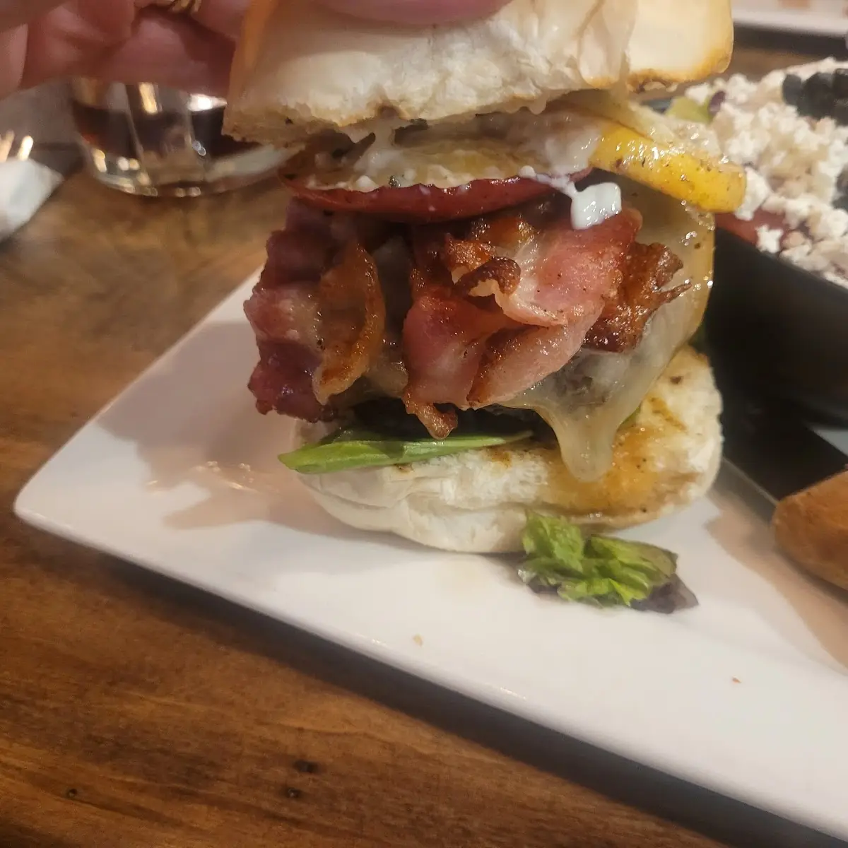 Orchard Burger and Greek Salad