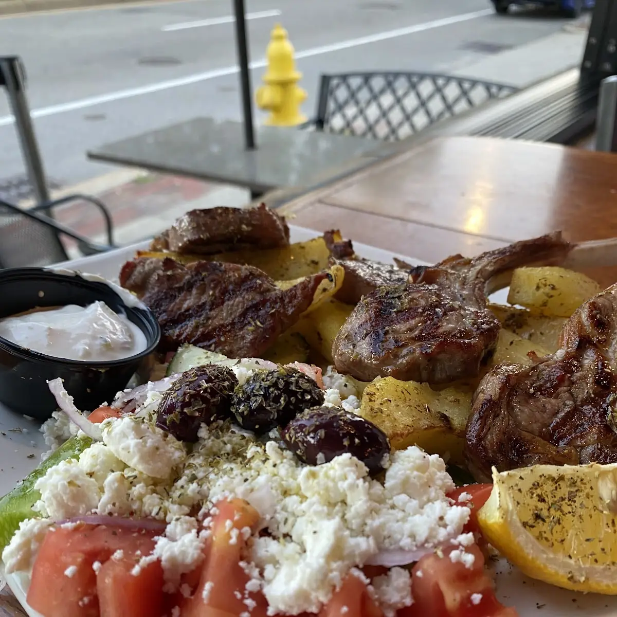 Lamb Chops with Salad and Lemon Potatoes