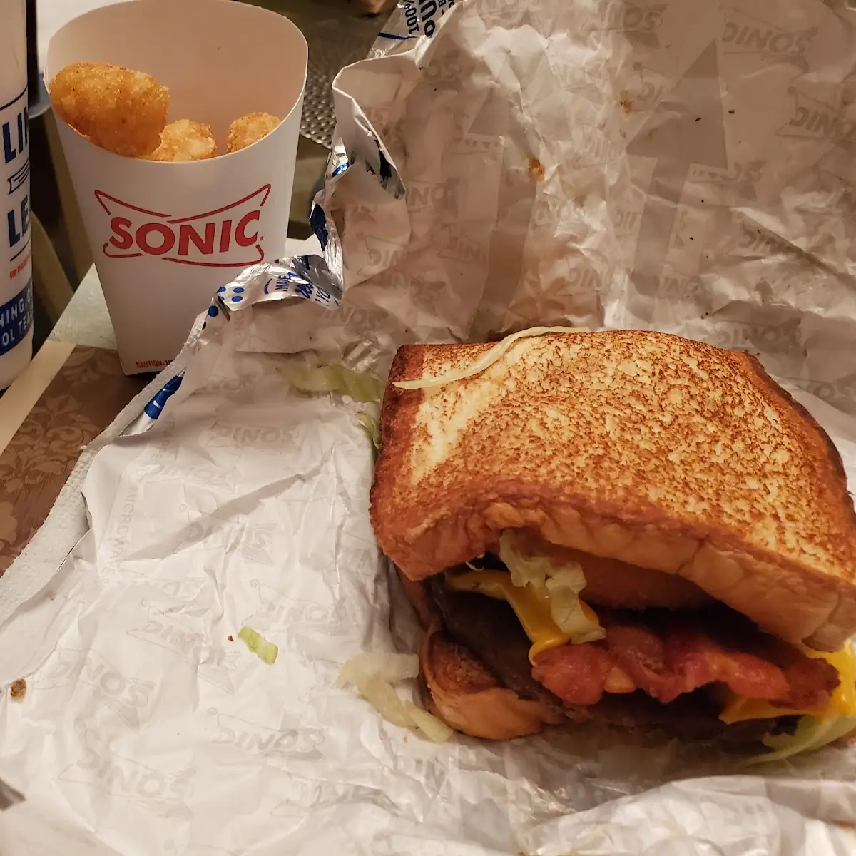 Bacon Cheese Burger on Toasted Bread