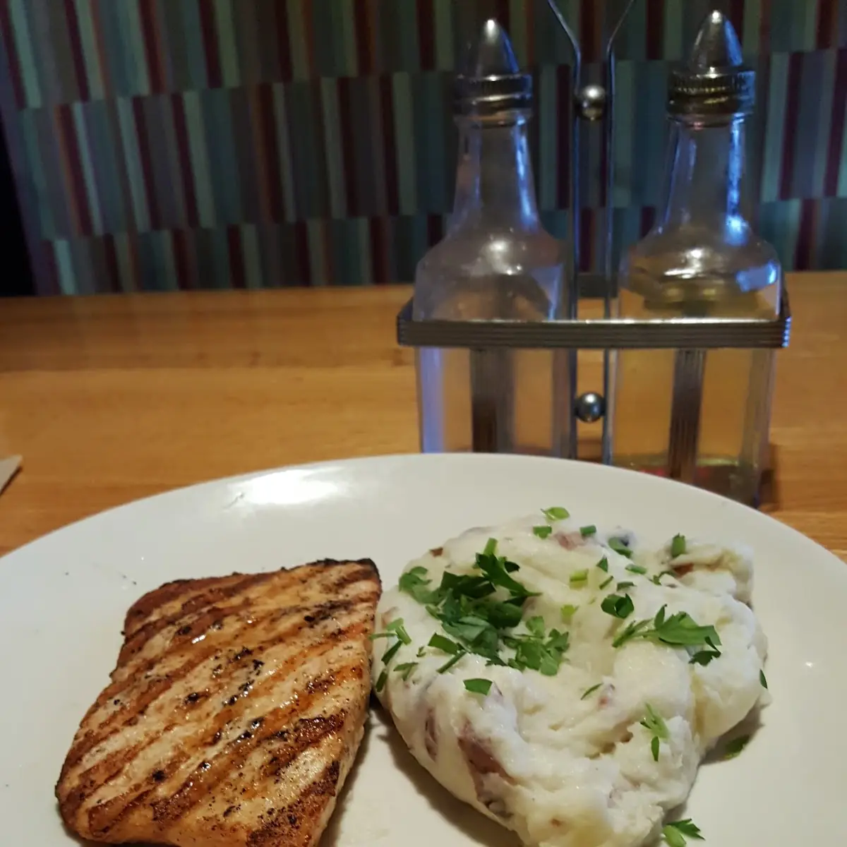 Grilled Salmon with Mashed Potatoes