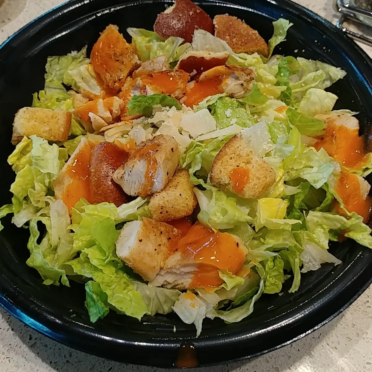 Caesar Salad with Buffalo Chicken
