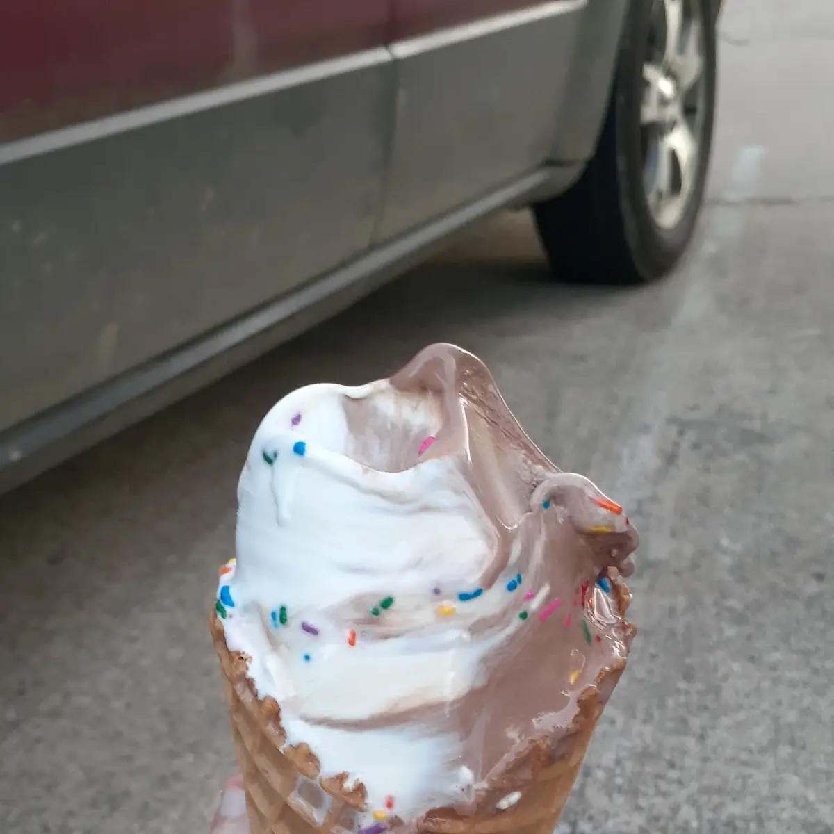 Medium Chocolate-Vanilla Twist in a Waffle Cone