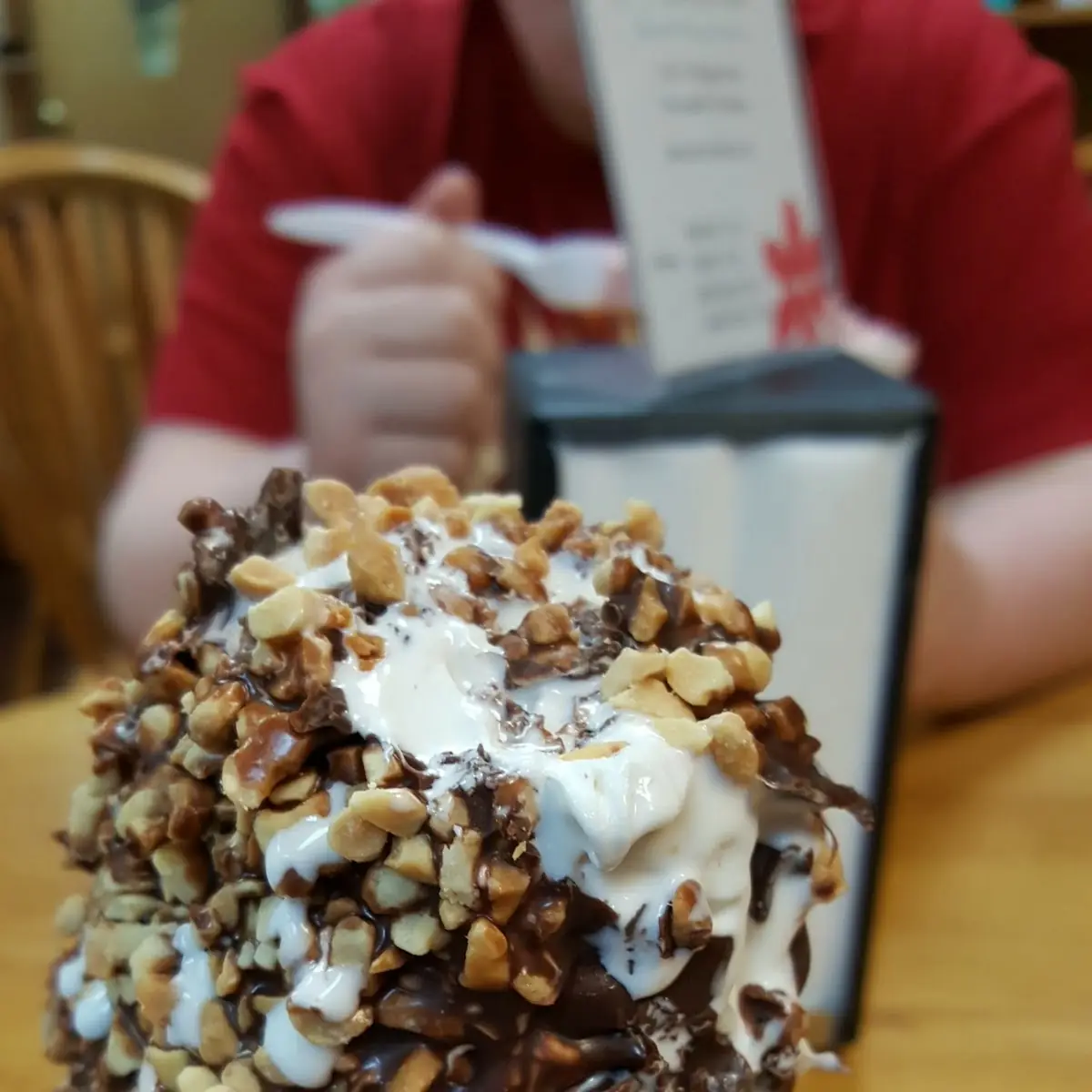 Soft Serve Dipped in Chocolate and Nuts