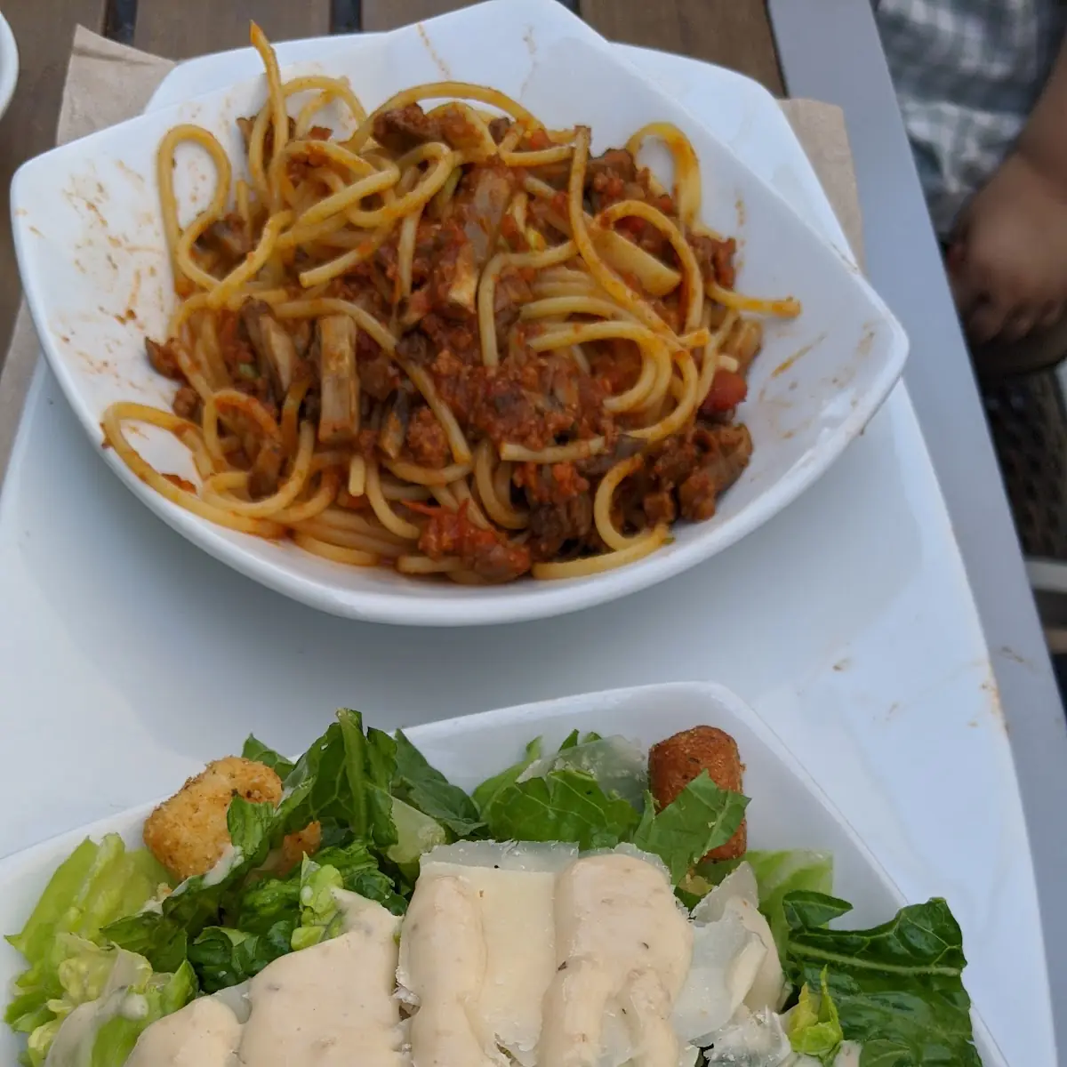Caesar Salad and Spaghetti Bolognese