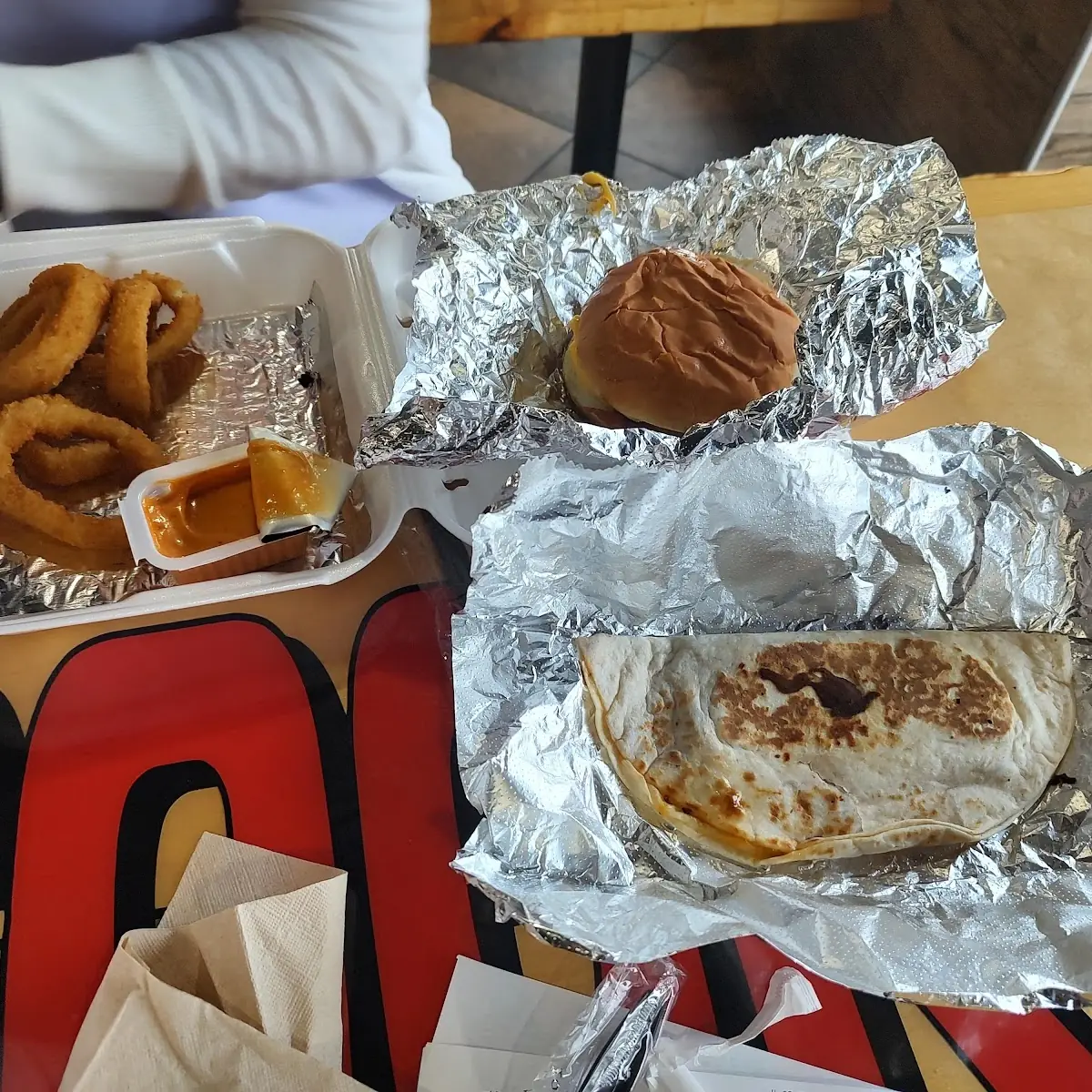 BBQ Burger Onion Rings Quesadilla