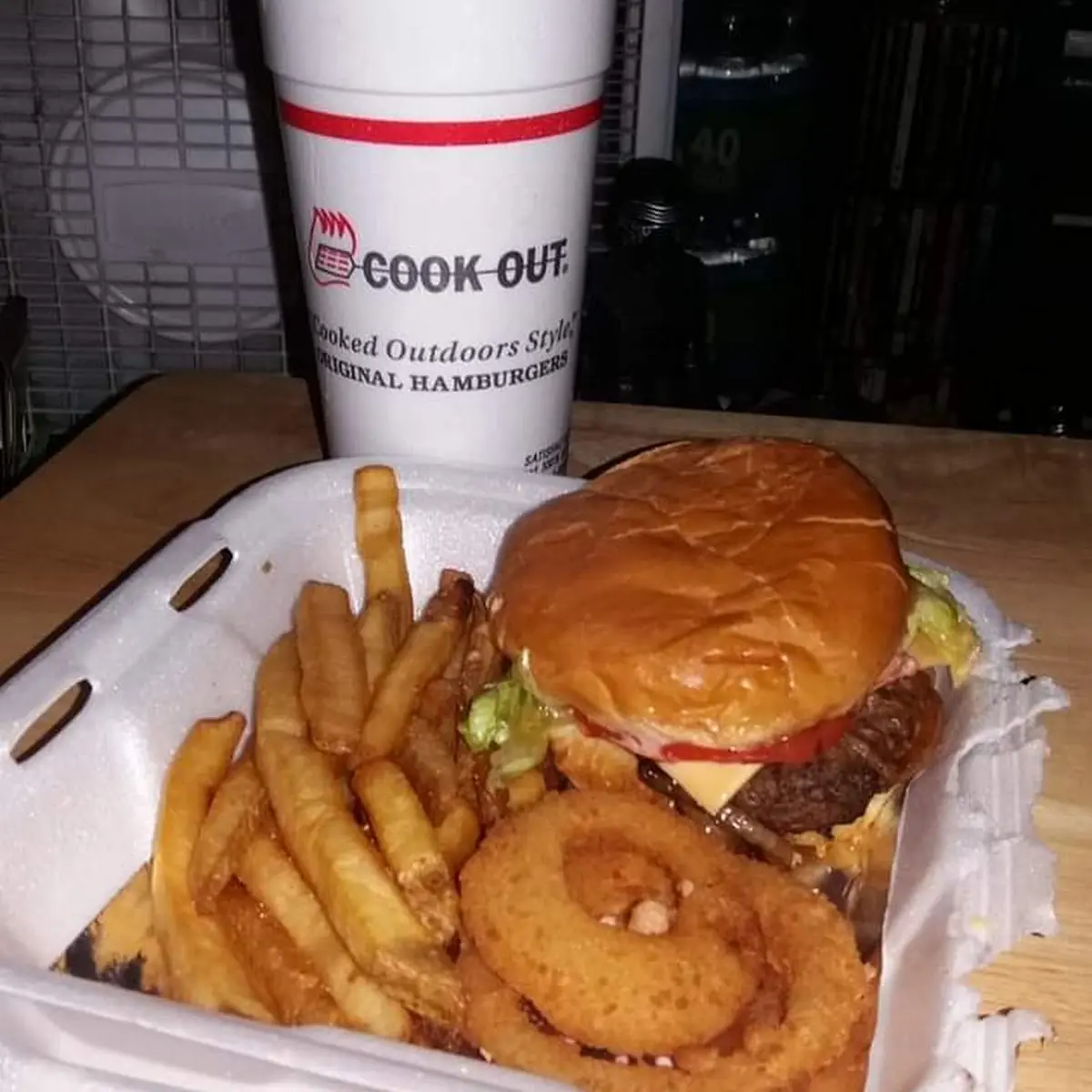 Double Cheeseburger with Onion Rings